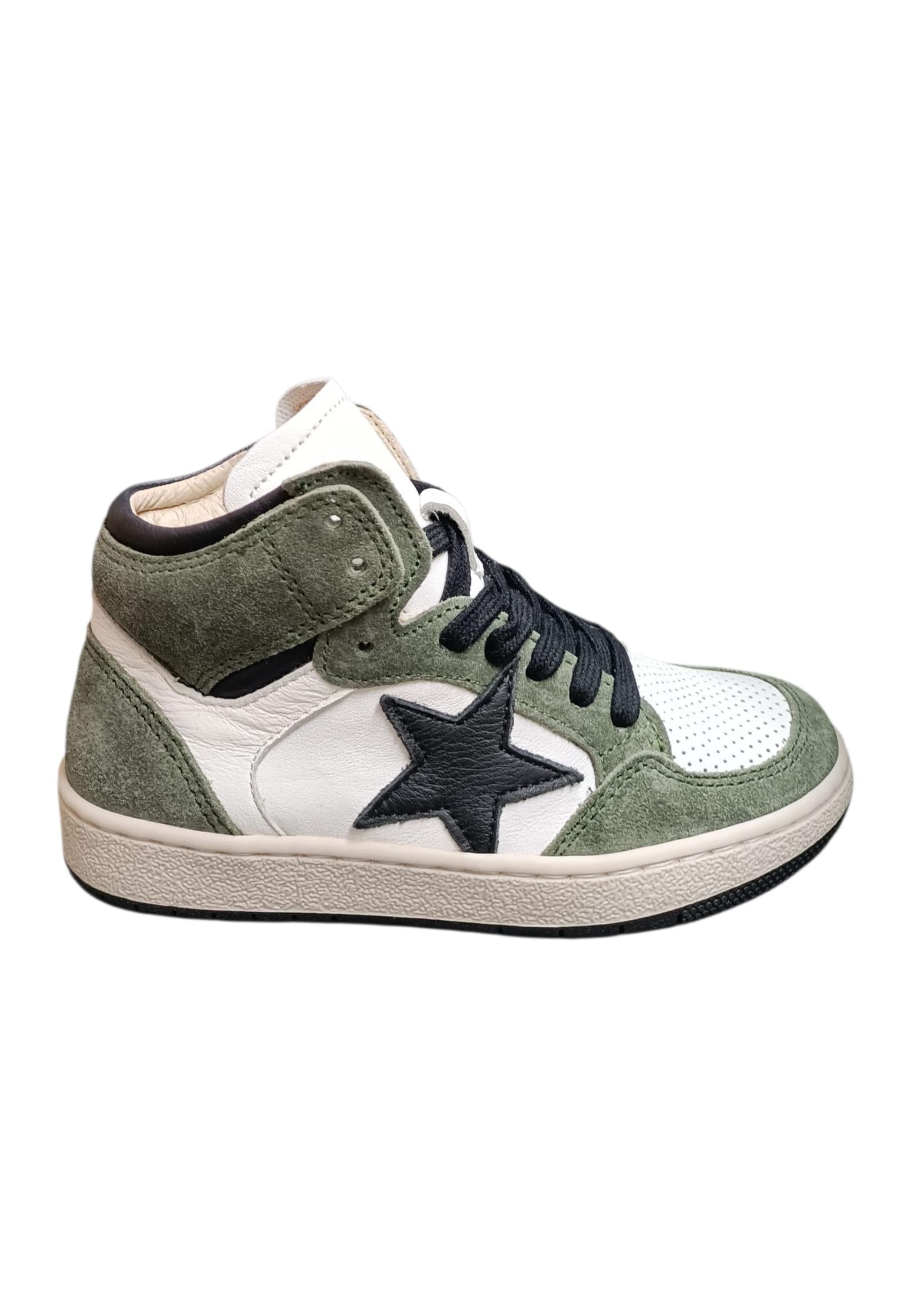 Ciao Junior Snk Sneakers Bambino Ragazzo Bianco Verdone Nero - Scarpe Pelle Zip - 6