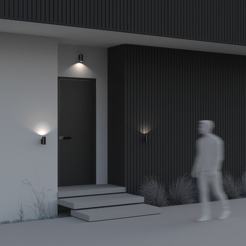 Lampada Da Parete Moderna Da Esterno Alluminio Nero 1 Luce Gu10 50W Ip54 in Lampade da parete LuceArt - Montecorvino Pugliano, commercioVirtuoso.it