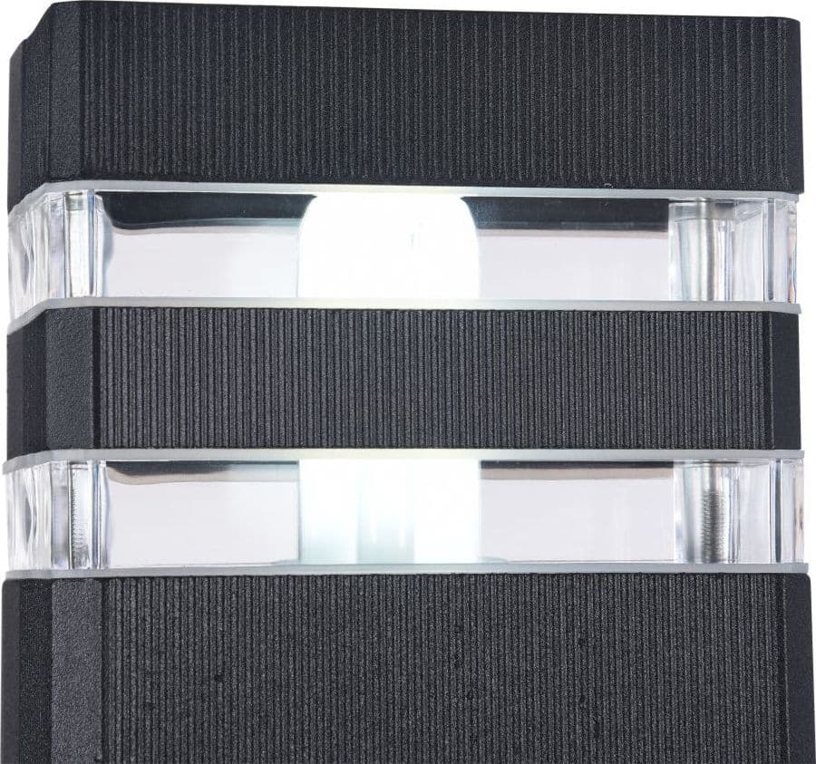 Lampada Da Parete Moderna Da Esterno Alluminio Nero 2 Luci E27 60W Ip54 in Lampade da parete LuceArt - Montecorvino Pugliano, commercioVirtuoso.it