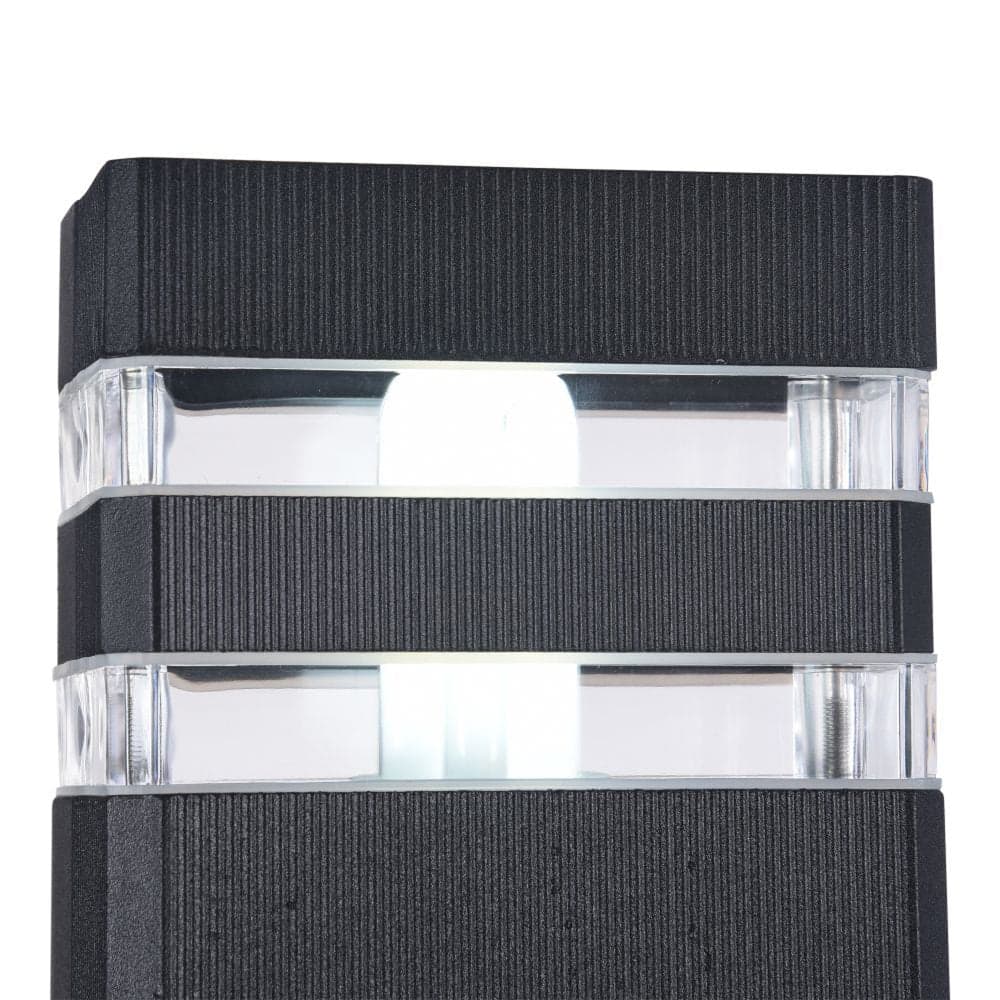 Lampada Da Parete Moderna Da Esterno Alluminio Nero 2 Luci E27 60W Ip54 in Lampade da parete LuceArt - Montecorvino Pugliano, commercioVirtuoso.it