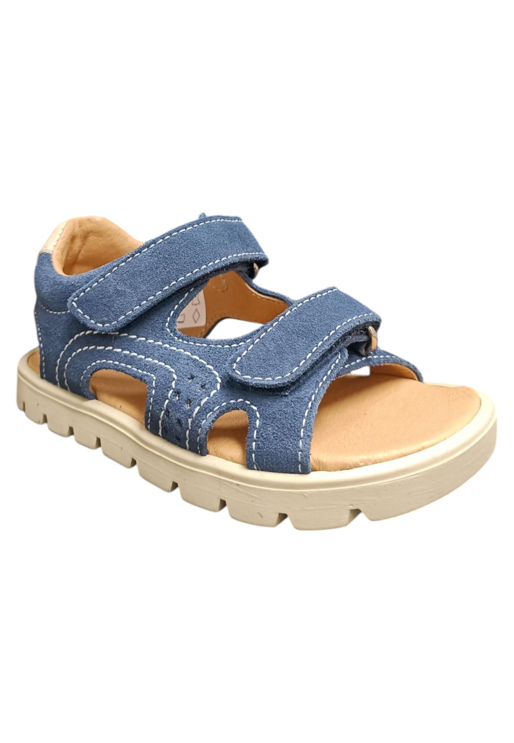 Sandalo bambino Balocchi Bart blue-tortora suede - Sandalo da passeggio con velcro in Ballerine Scarpetteria Gica - Trani, commercioVirtuoso.it