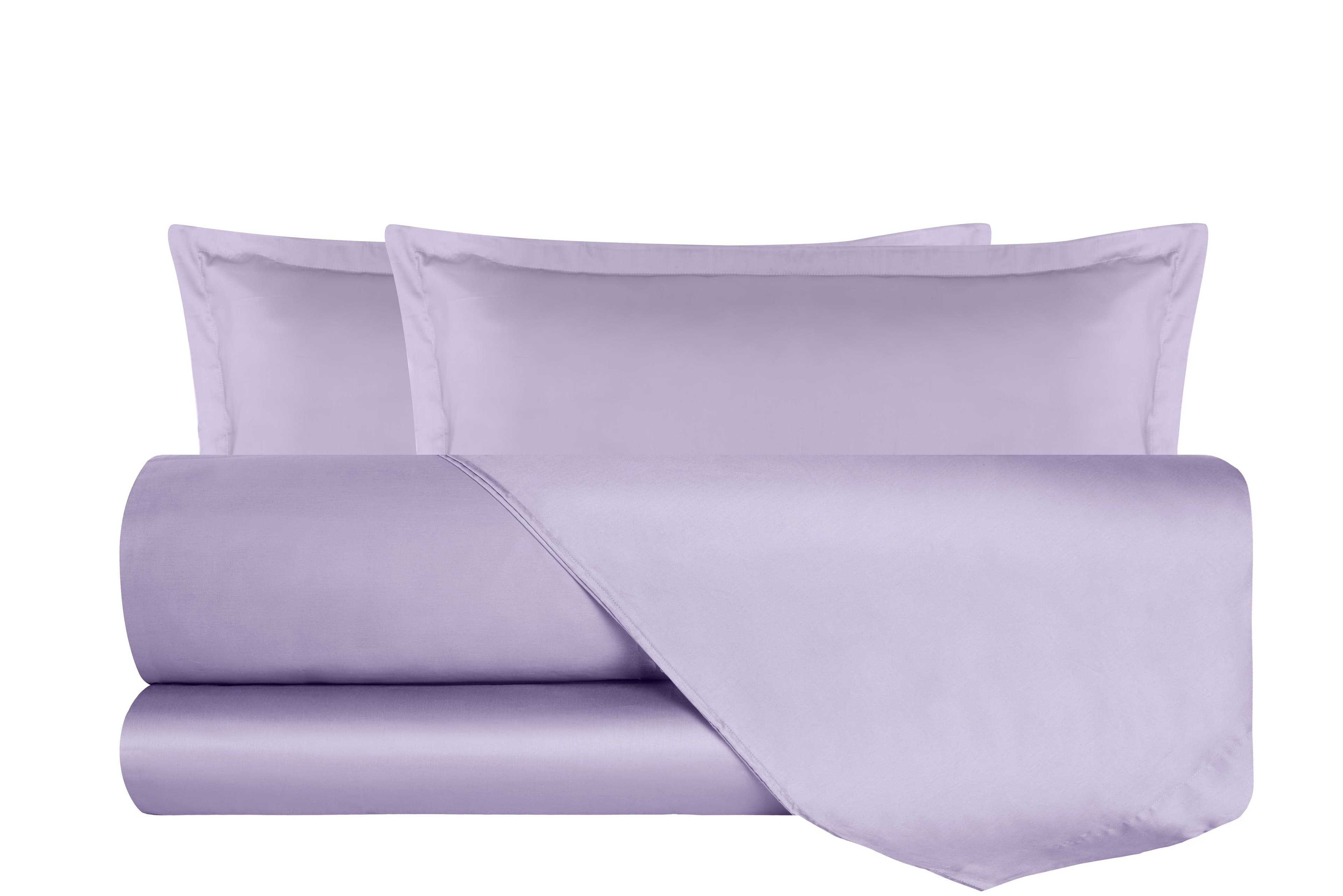 Completo Copripiumino In Raso Di Puro Cotone DELUXE Lilla