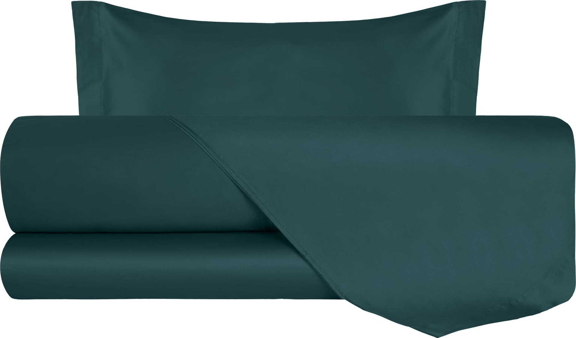 Completo Copripiumino in Raso di puro cotone Verde Smeraldo - Vanita di raso