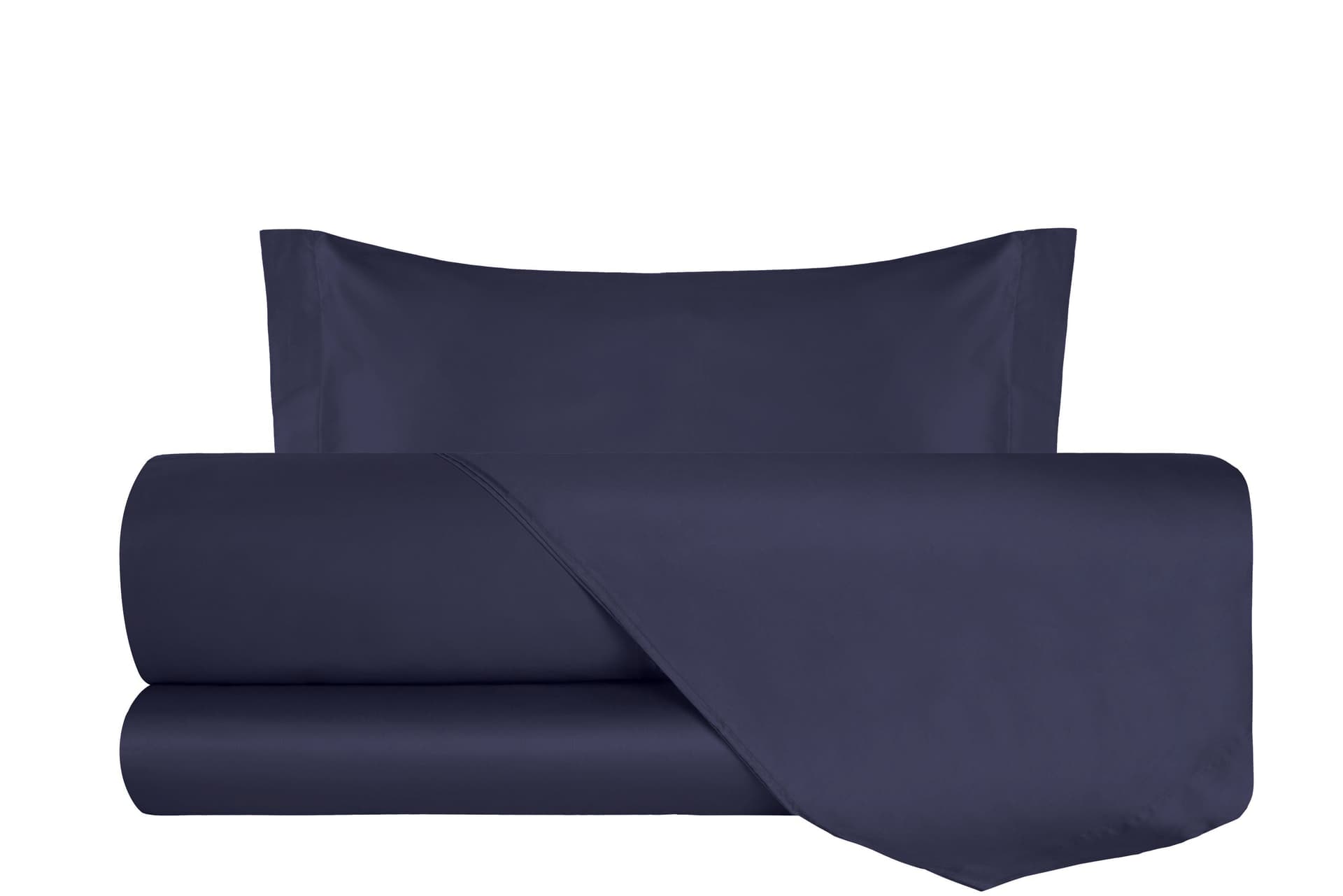 Completo Copripiumino in Raso di puro cotone Blu Notte - Vanita di raso
