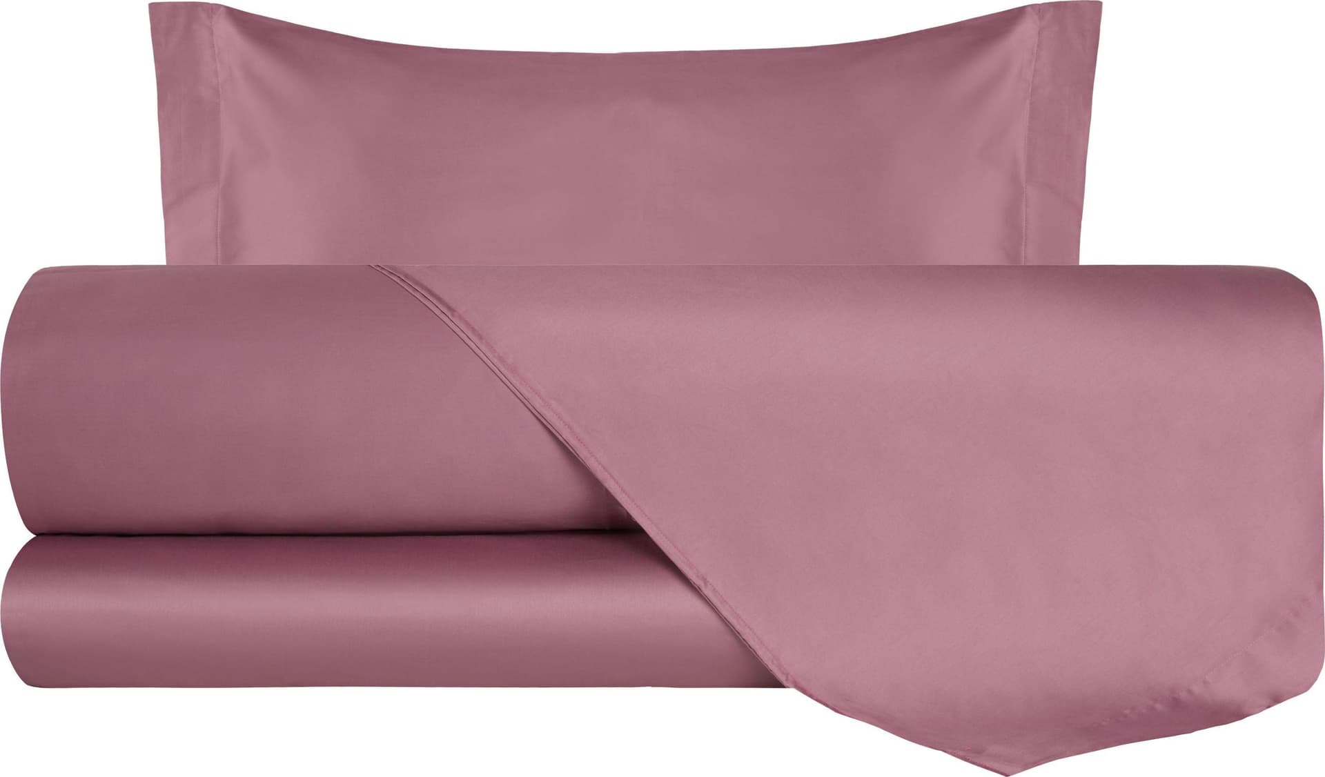 Completo Copripiumino in Raso di puro cotone Rosa Nostalgia - Vanita di raso