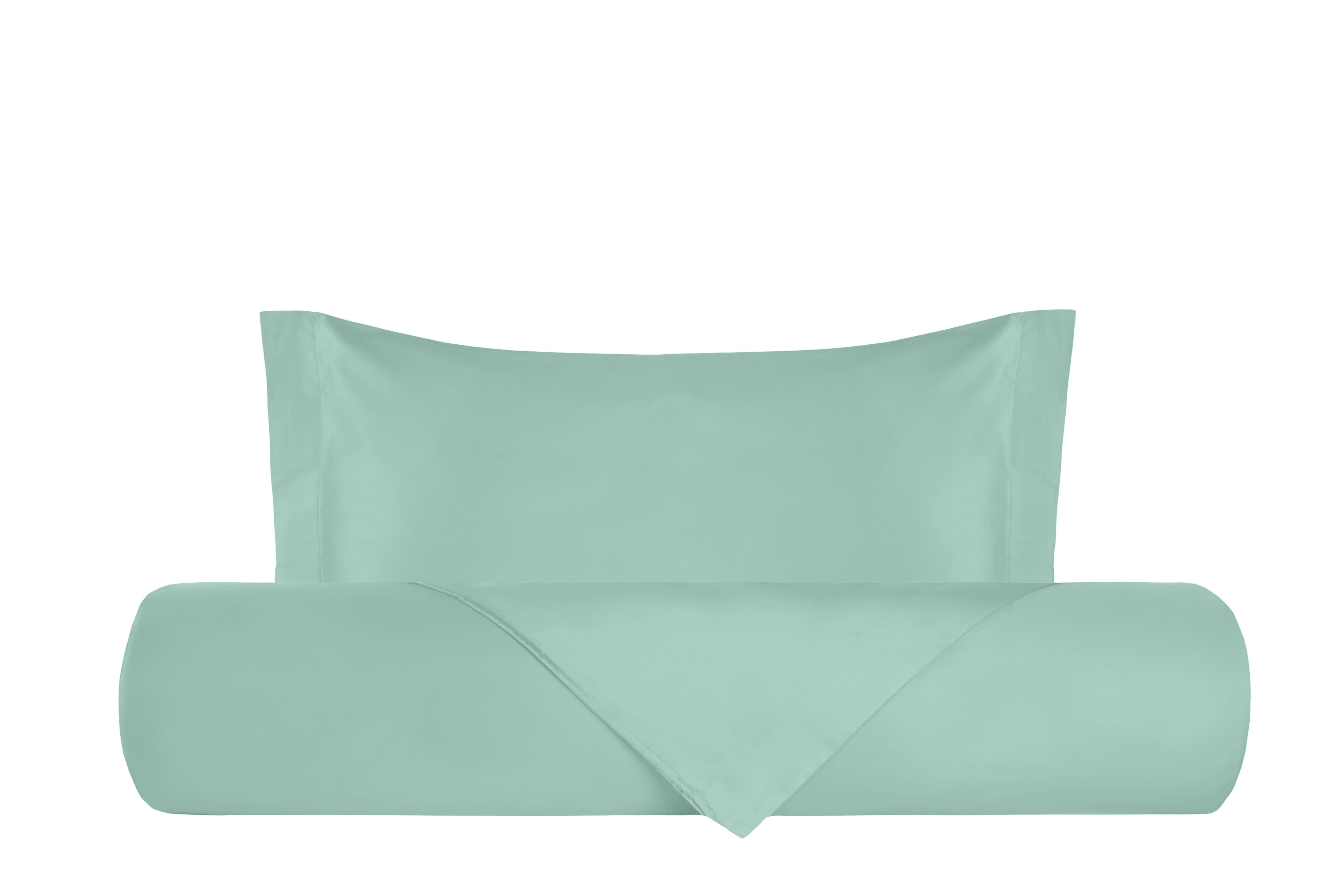Parure Copripiumino in Raso di puro cotone Verde Acqua - Vanita di raso