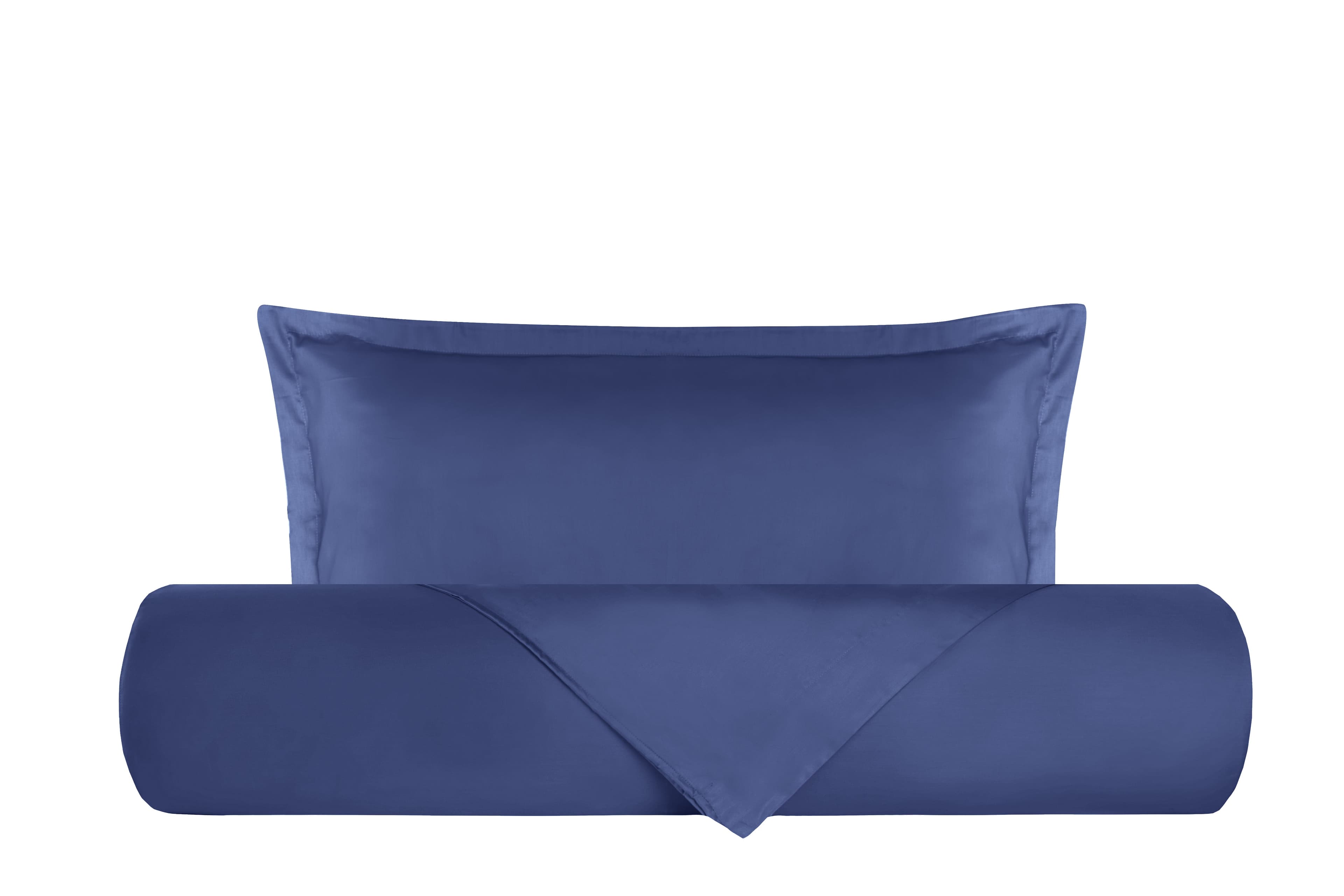 Parure Copripiumino in raso di puro cotone DELUXE 3 volani Blu Avio in Set copripiumini e federe Vanita di raso - Sesto San Giovanni, commercioVirtuoso.it