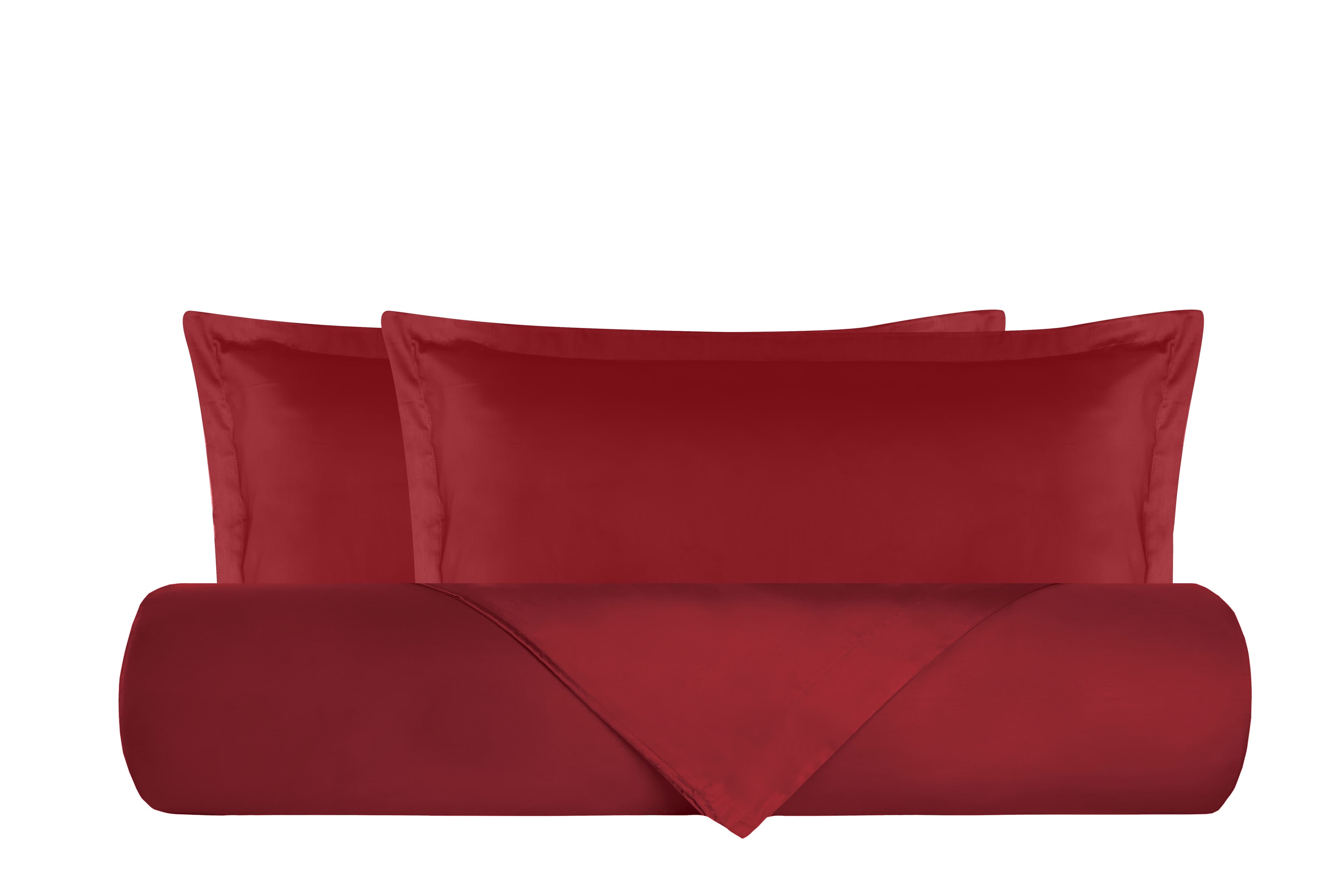 Parure Copripiumino in raso di puro cotone DELUXE 3 volani Bordeaux in Set copripiumini e federe Vanita di raso - Sesto San Giovanni, commercioVirtuoso.it