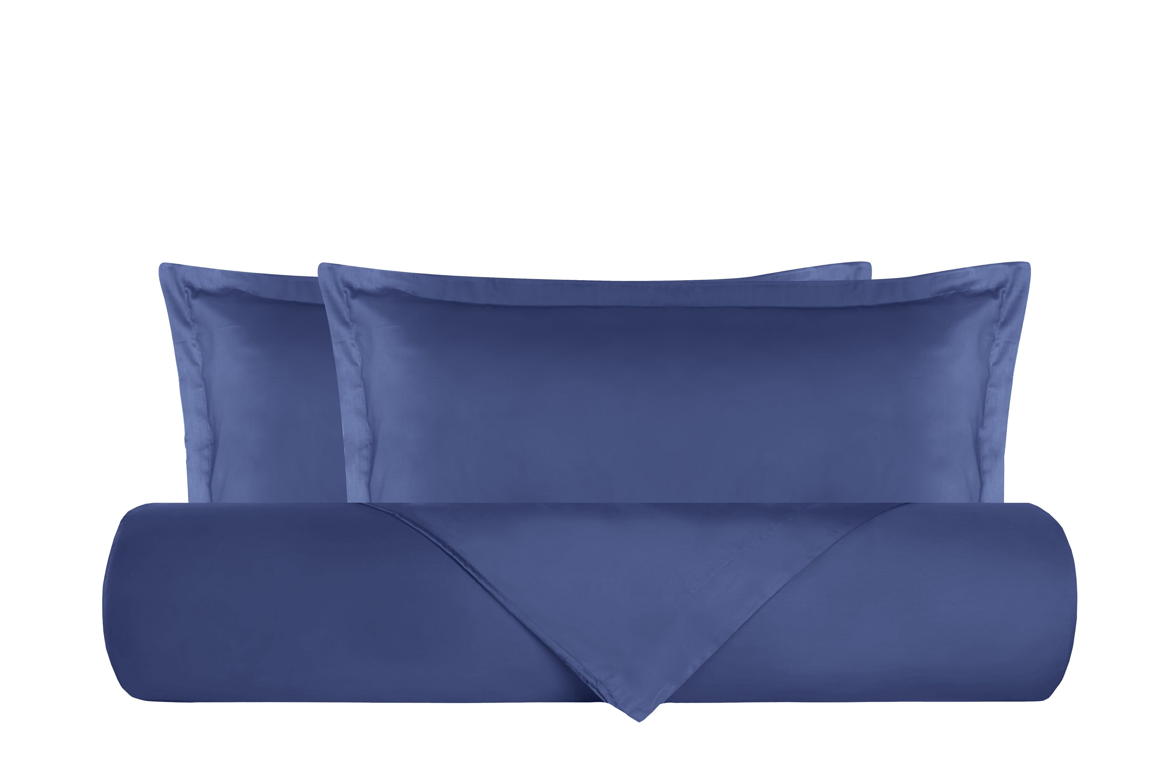 Parure Copripiumino in raso di puro cotone DELUXE 3 volani Blu Avio in Set copripiumini e federe Vanita di raso - Sesto San Giovanni, commercioVirtuoso.it