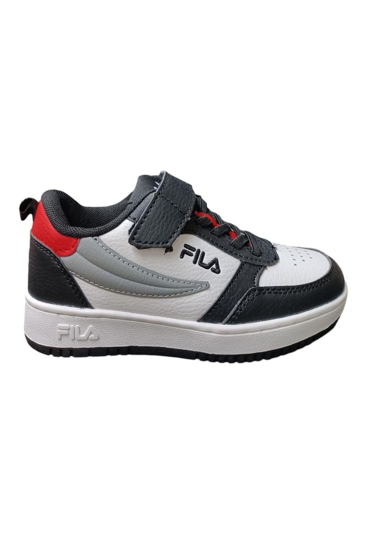 Scarpe sneakers Unisex bambini fila REGA  bianco-nero-celeste-grigio laccio elastico e velcro - 24