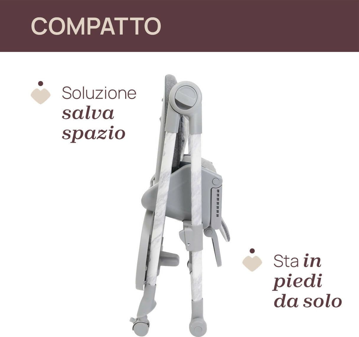 CHICCO Polly Armonia Seggiolone Evolutivo Pappa per Bambini da 0 Mesi a 40 kg, Seggiolone Reclinabile a Sdraietta con Altezza e Poggiapiedi Regolabili, 4 Ruote, Chiusura Compatta, grigio scuro, colore CARRARA in Seggioloni Sanitaria Gioia del Bimbo - Villa San Giovanni, commercioVirtuoso.it