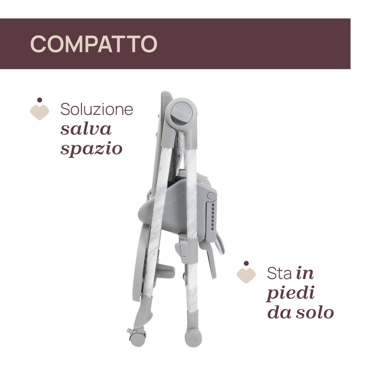 CHICCO Polly Armonia Seggiolone Evolutivo Pappa per Bambini da 0 Mesi a 40 kg, Seggiolone Reclinabile a Sdraietta con Altezza e Poggiapiedi Regolabili, 4 Ruote, Chiusura Compatta, grigio scuro, colore CARRARA in Seggioloni Sanitaria Gioia del Bimbo - Villa San Giovanni, commercioVirtuoso.it