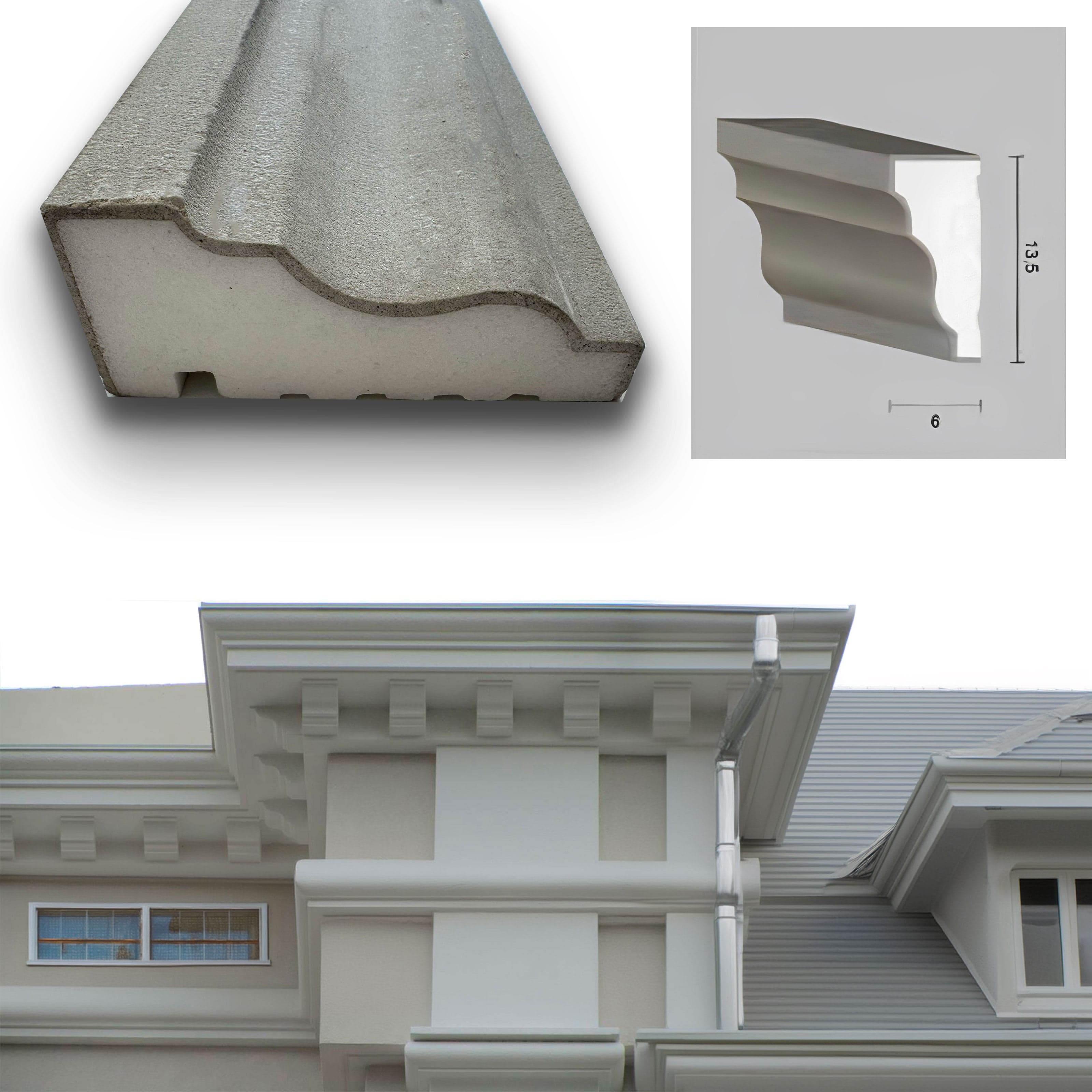 €13,99ml *** STOCK ***. Pacco da 20ml di cornice decorativa in XPS Resinata per esterno 13,5x6x200cm PD079