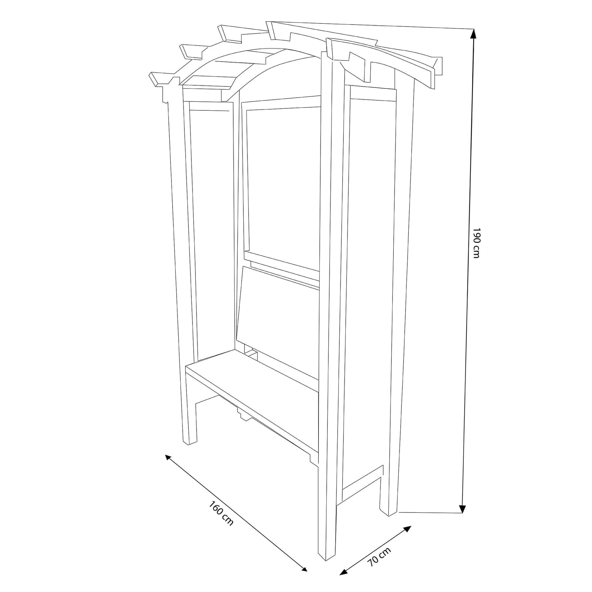 pergola ad arco con panca da giardino in legno di pino impregnato in autoclave 160x70x190h Marrone in Panche Milani Home - Dueville, commercioVirtuoso.it