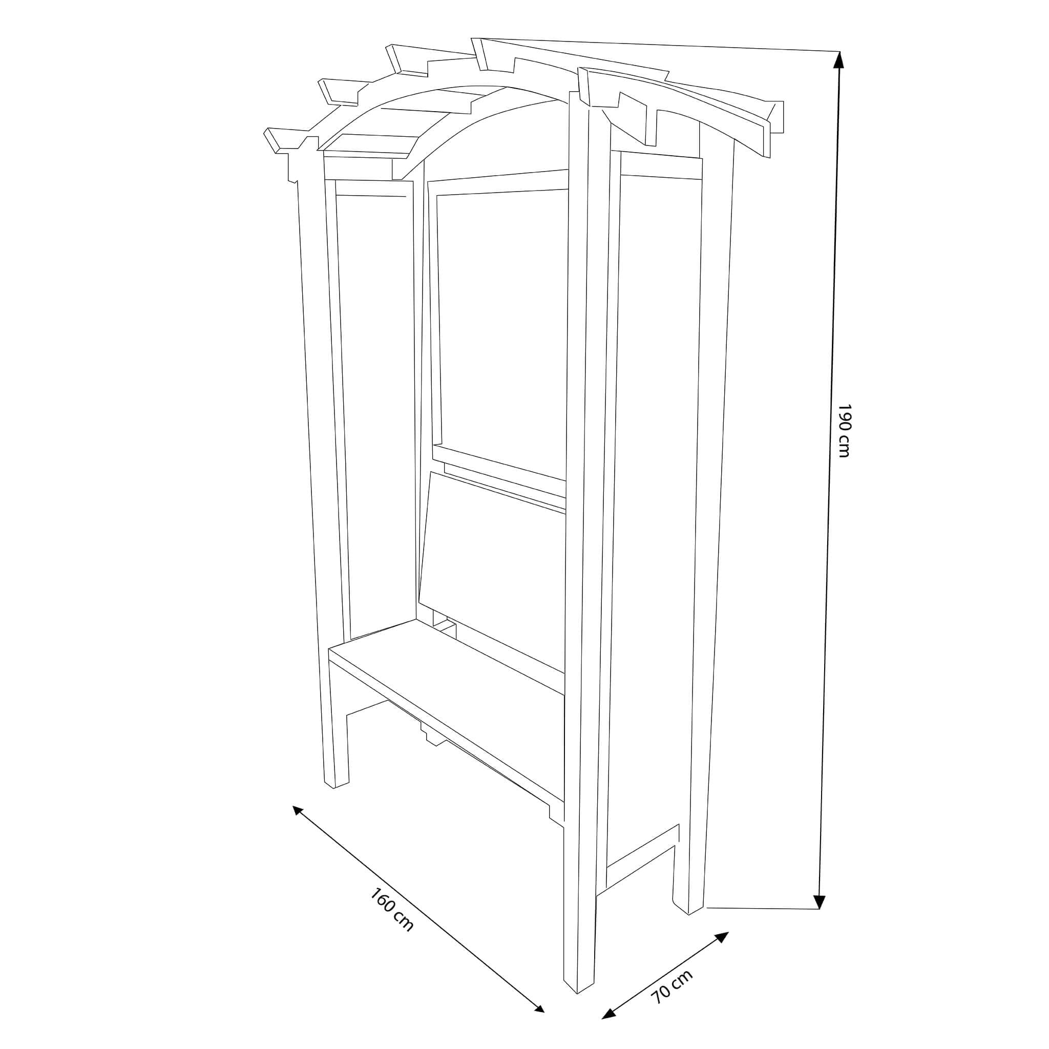 pergola ad arco con panca da giardino in legno di pino impregnato in autoclave 160x70x190h Marrone in Panche Milani Home - Dueville, commercioVirtuoso.it