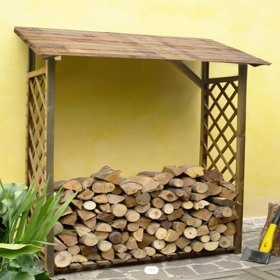 Legnaia da giardino in legno di pino impregnato in autoclave 180x66x152/177 Marrone in Casette da giardino Milani Home - Dueville, commercioVirtuoso.it