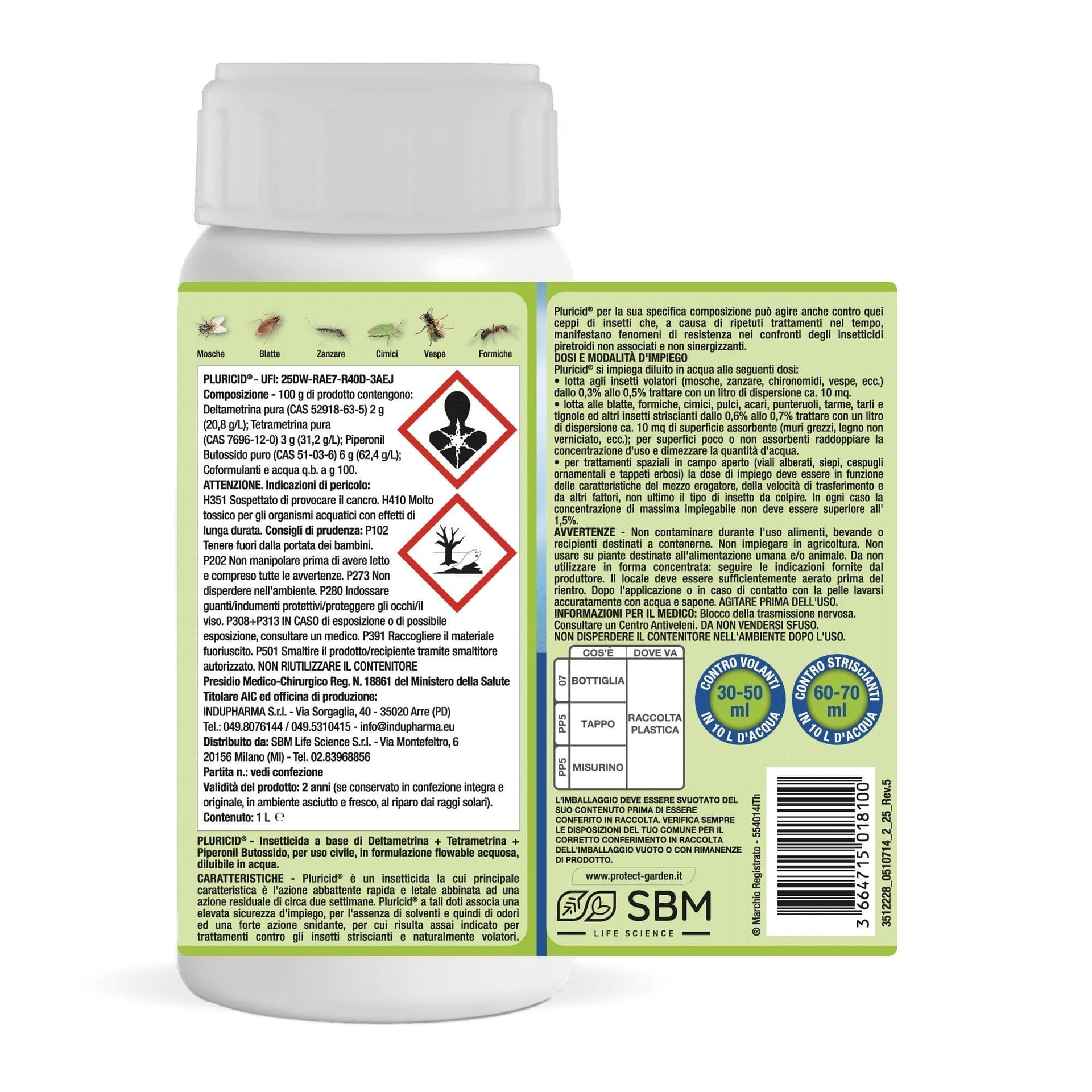 Pluricid Lt 1 Insetticida Azione Abbattente Zanzare e Altri Insetti Protect Home SBM in Autocategorizzazione Taliachicce.it - Milazzo, commercioVirtuoso.it