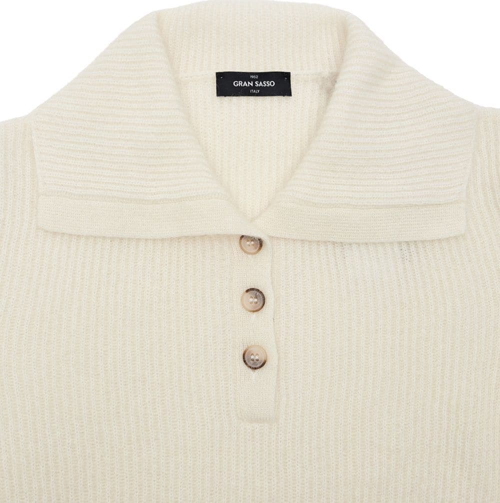 Gran Sasso Maglia Collo Polo Bianca a Coste Inglesi da donna in Maglie termiche Drestige - Casamassima, commercioVirtuoso.it