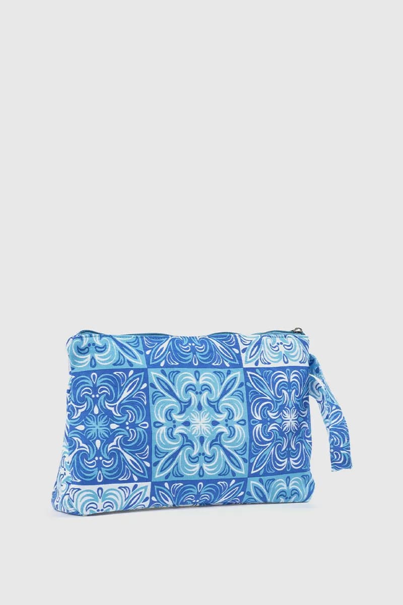 Pochette mare in cotone stampa maioliche | Verde Fashion in prodotto You Store - Messina, commercioVirtuoso.it