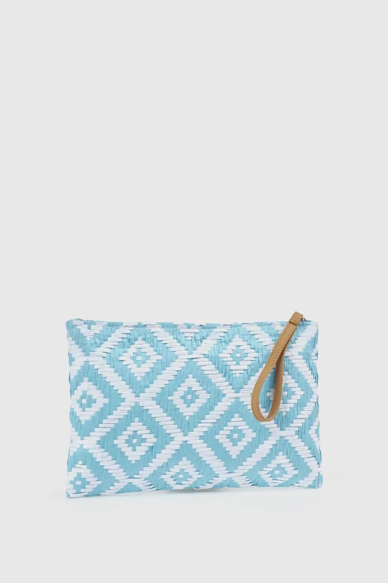 Pochette mare in paglia stampa rombi | Verde Fashion in prodotto You Store - Messina, commercioVirtuoso.it
