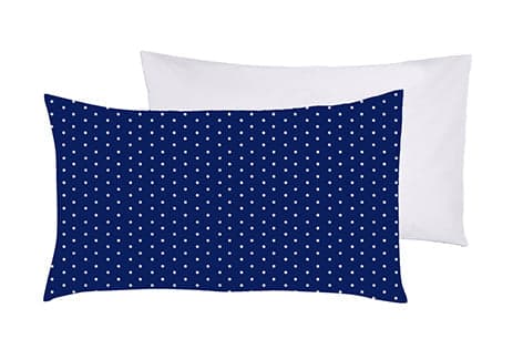 Set 2 federe coppia di federe bifaccia doubleface stampa digitale 100% cotone Made in Italy POIS BINCHI SU BLU in Federe Vanita di raso - Sesto San Giovanni, commercioVirtuoso.it