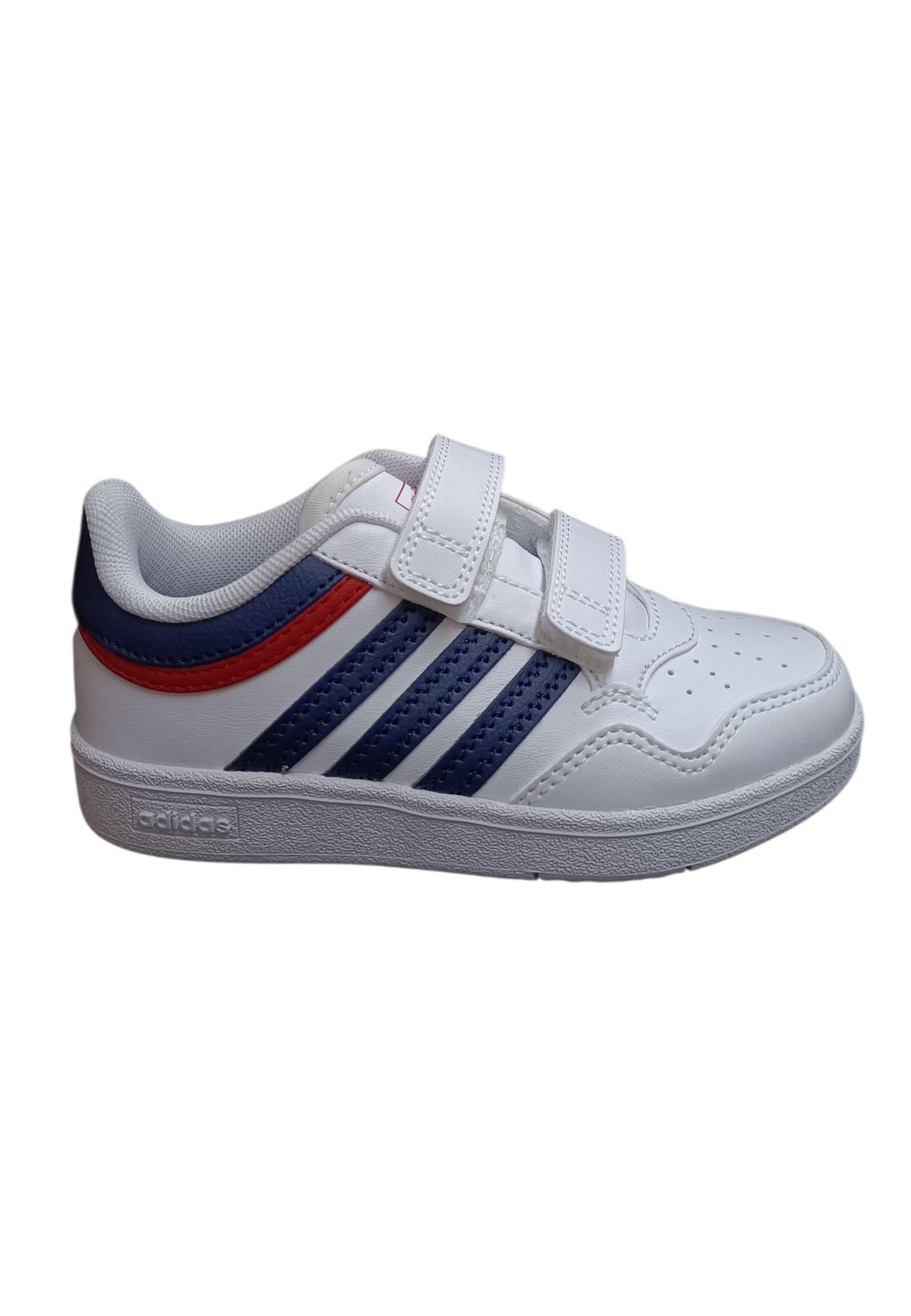 Adidas Hoops Sneakers Bambino Bianco Blu Rosso - Scarpe Ginnastica Velcro - 6