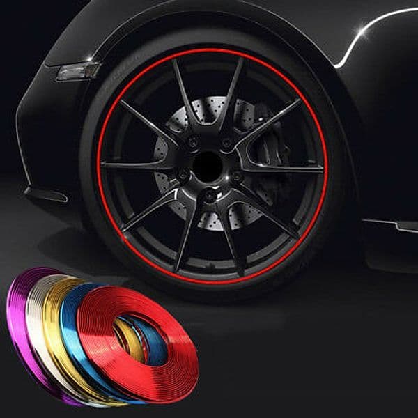STRISCIA ADESIVA BLU METALLIZZATO PROTEZIONE CERCHI IN LEGA DA GRAFFI DECORAZIONE TUNING AUTO MOTO SUV