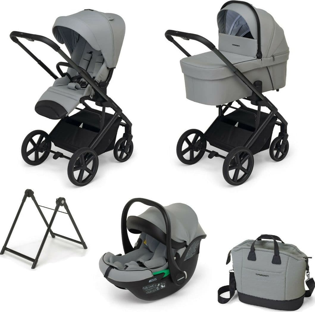 FOPPAPEDRETTI Sistema Combinato TicToc Pro i-Size colore ICE - trio full completo - navicella, passeggino, ovetto seggiolino auto, borsa Elegant, base Elevo
