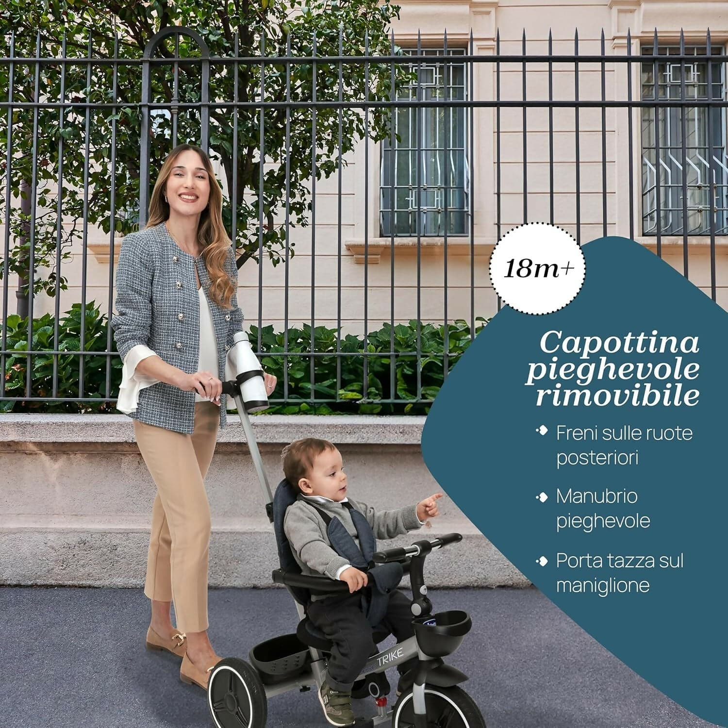 CHICCO Triciclo Evolutivo Bambini 4in1 segue la crescita del bambino - Telaio in Metallo - Ruote in Gomma EVA - Cintura a 4 Punti - Maniglione Telescopico e Cappottina Rimovibili - Passeggino con Seduta Reversibile - Cestino - colore BEIGE in Bici per bambini Sanitaria Gioia del Bimbo - Villa San Giovanni, commercioVirtuoso.it