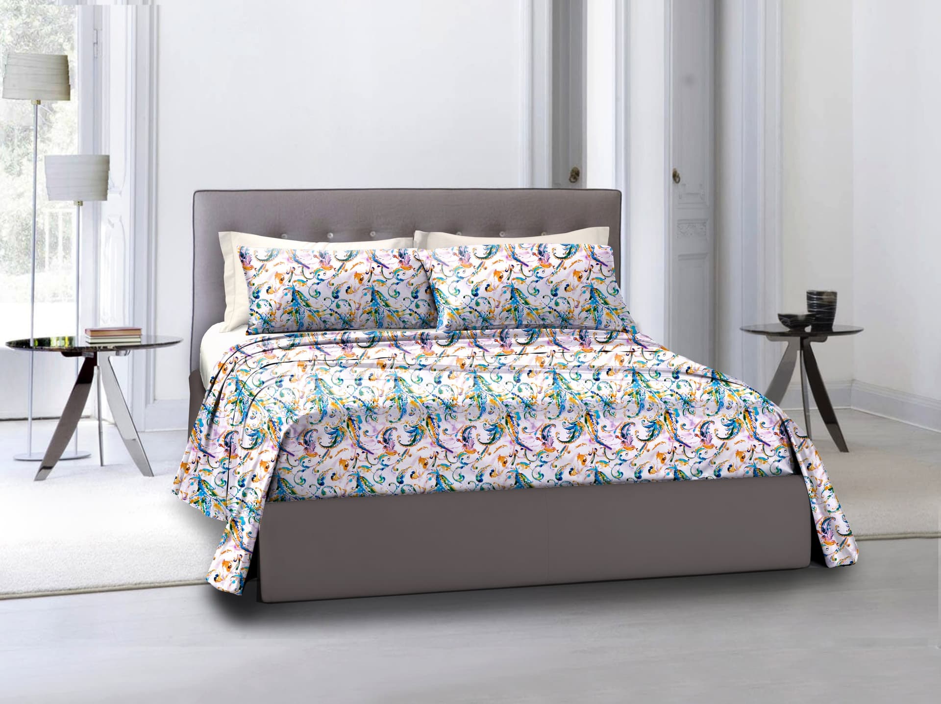 Completo letto lenzuola federe stampa digitale in cotone made in italy PAISLEY MULTICOLOR in Set di lenzuola e federe Vanita di raso - Sesto San Giovanni, commercioVirtuoso.it