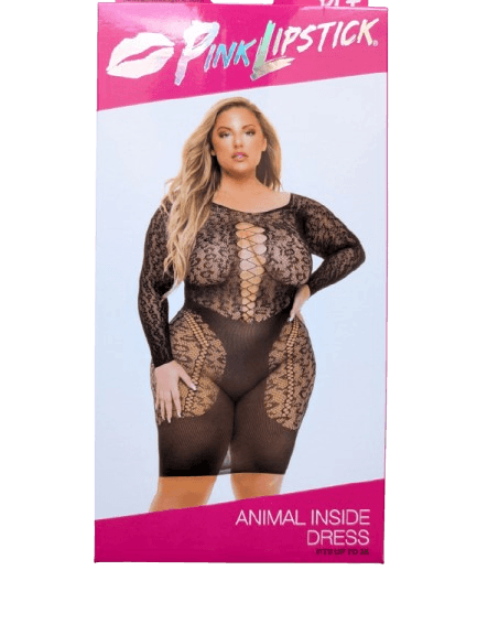 Pink lipstick Animal inside 2XL 3XL Plus one size sexy abitino leopardato in prodotto Erosdom - Palmi, commercioVirtuoso.it