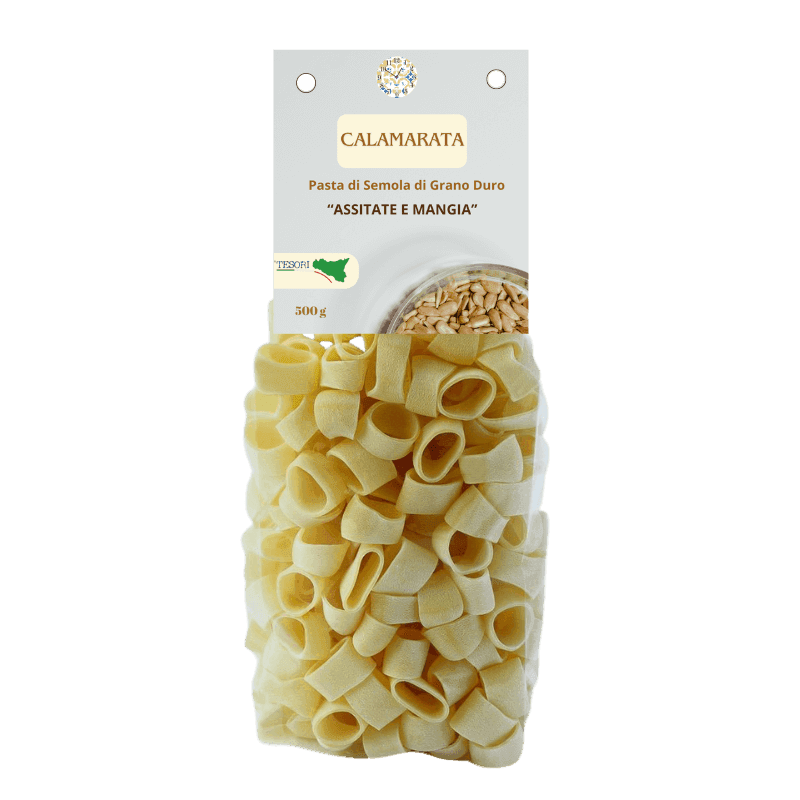 Pasta Calamarata di Semola di Grano Duro in Pasta corta Tesori Di Sicilia - Nicosia, commercioVirtuoso.it
