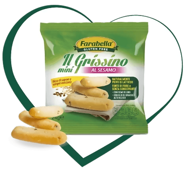 Il mini grissino al sesamo formato 40g senza glutine e senza lattosio