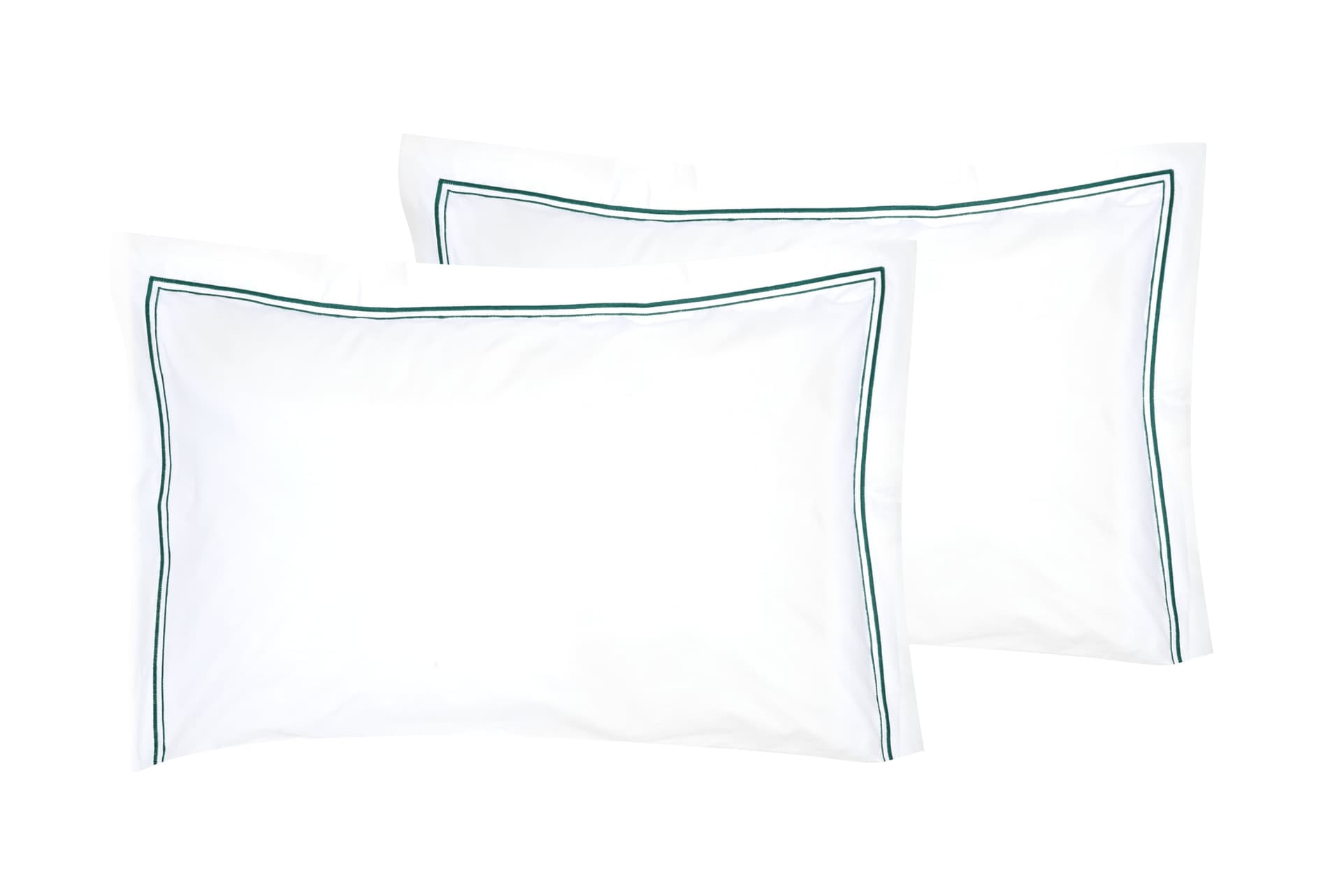 Parure Letto in Percalle di Puro Cotone Bianco con Elegante Ricamo Verde Smeraldo in Set di lenzuola e federe Vanita di raso - Sesto San Giovanni, commercioVirtuoso.it