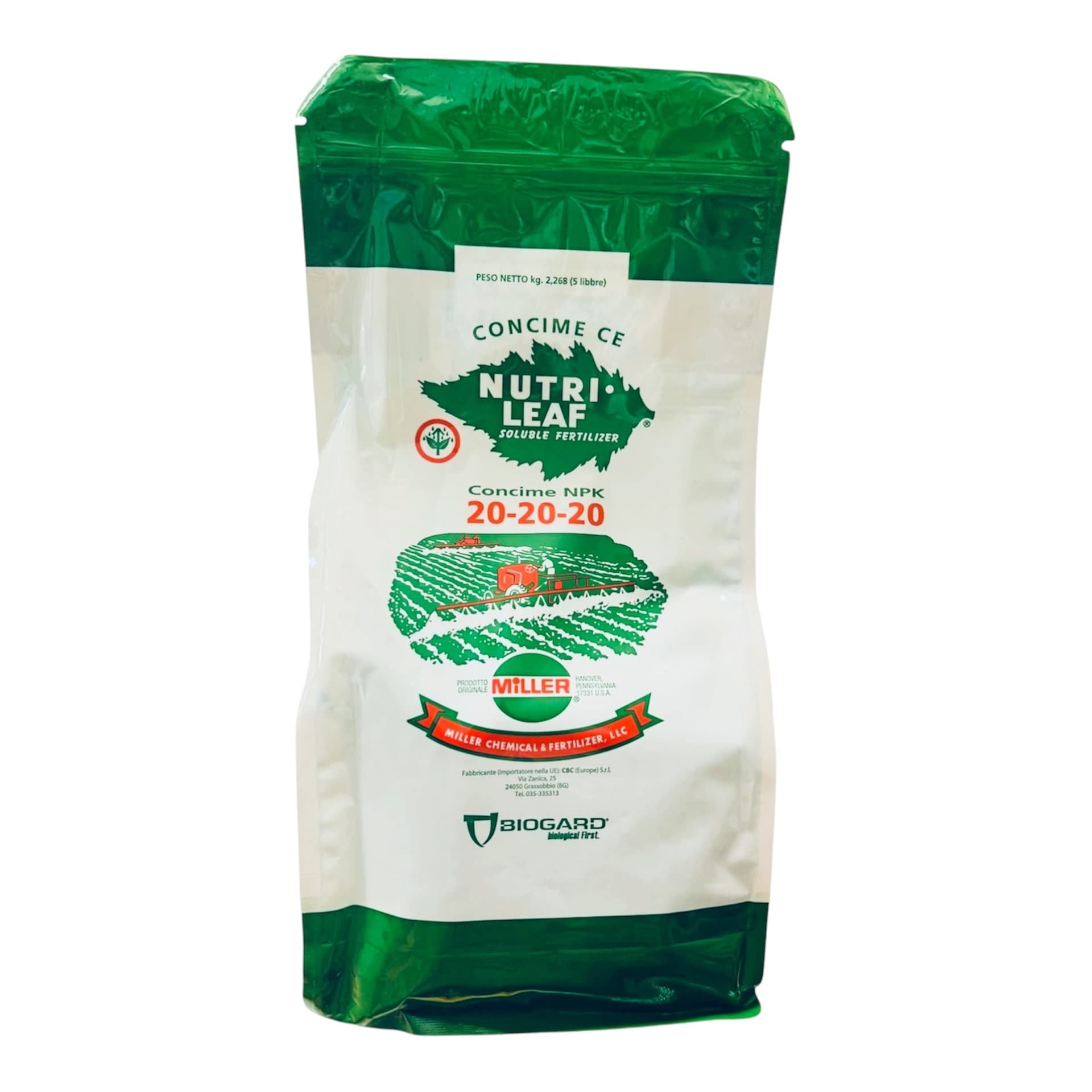 Nutri Leaf 20-20-20 Kg 2,268 Miller Concime NPK Biogard