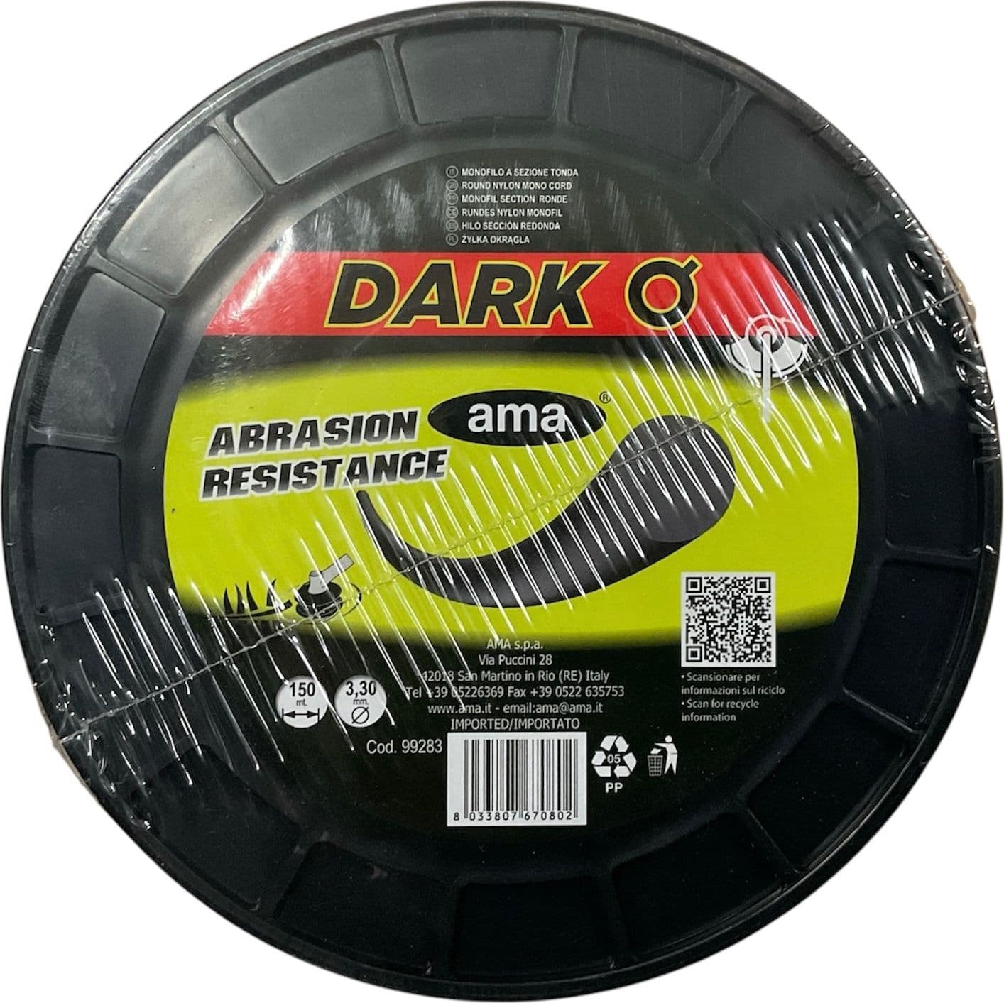 Monofilo ”DARK O” Nero Sezione Tonda d.3,30 mm. 150 mt. per Decespugliatore Ama in Fili Taliachicce.it - Milazzo, commercioVirtuoso.it