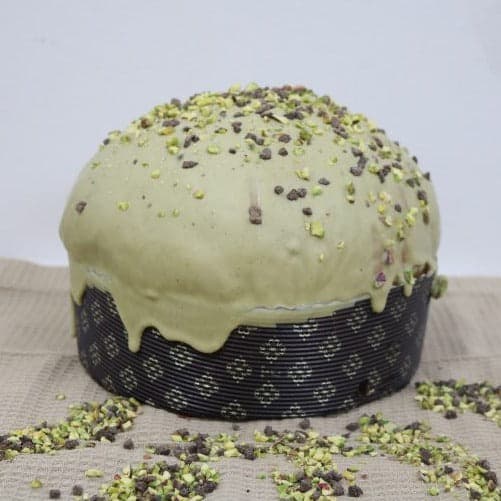 Panettone Artigianale con Cioccolato Siciliano e Pistacchio e Vaso di Crema Spalmabile 940gr in Panettoni La Truscia Tipico Siciliano - Messina, commercioVirtuoso.it