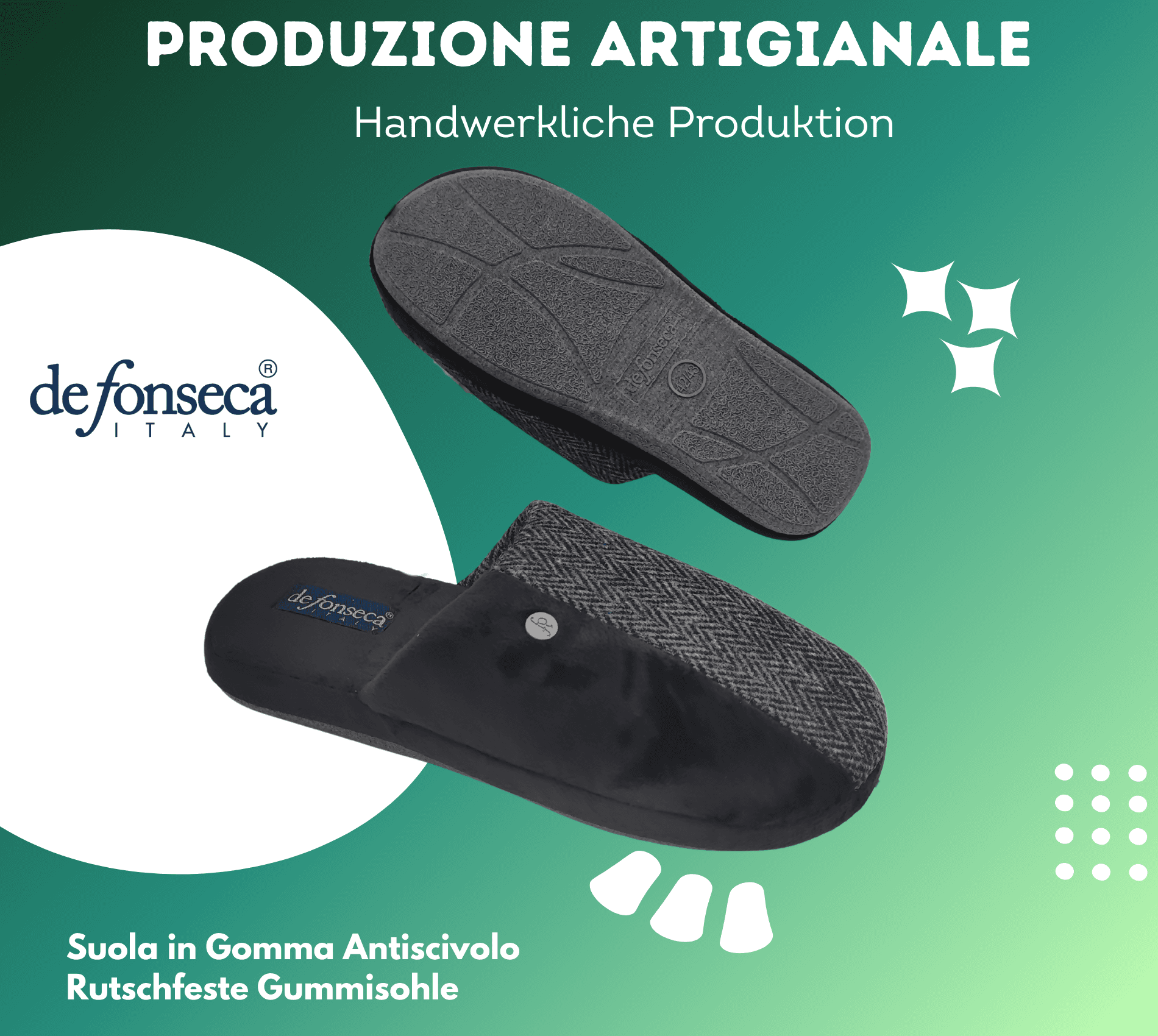 de fonseca Savoia Ciabatte Uomo Invernali da Casa, Pantofole Chiuse e Calde, Produzione Artigianale in Pantofole Primo Calzature - Venezia, commercioVirtuoso.it