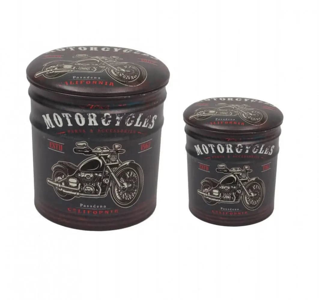 Set di 2 Pouf Contenitore Stampa Moto Retrò in Poltrone sacco Shopbagno.it - Roma, commercioVirtuoso.it