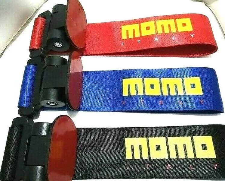 1 gancio traino adesivo auto nylon momo nero estetica tuning racing universale estetica auto