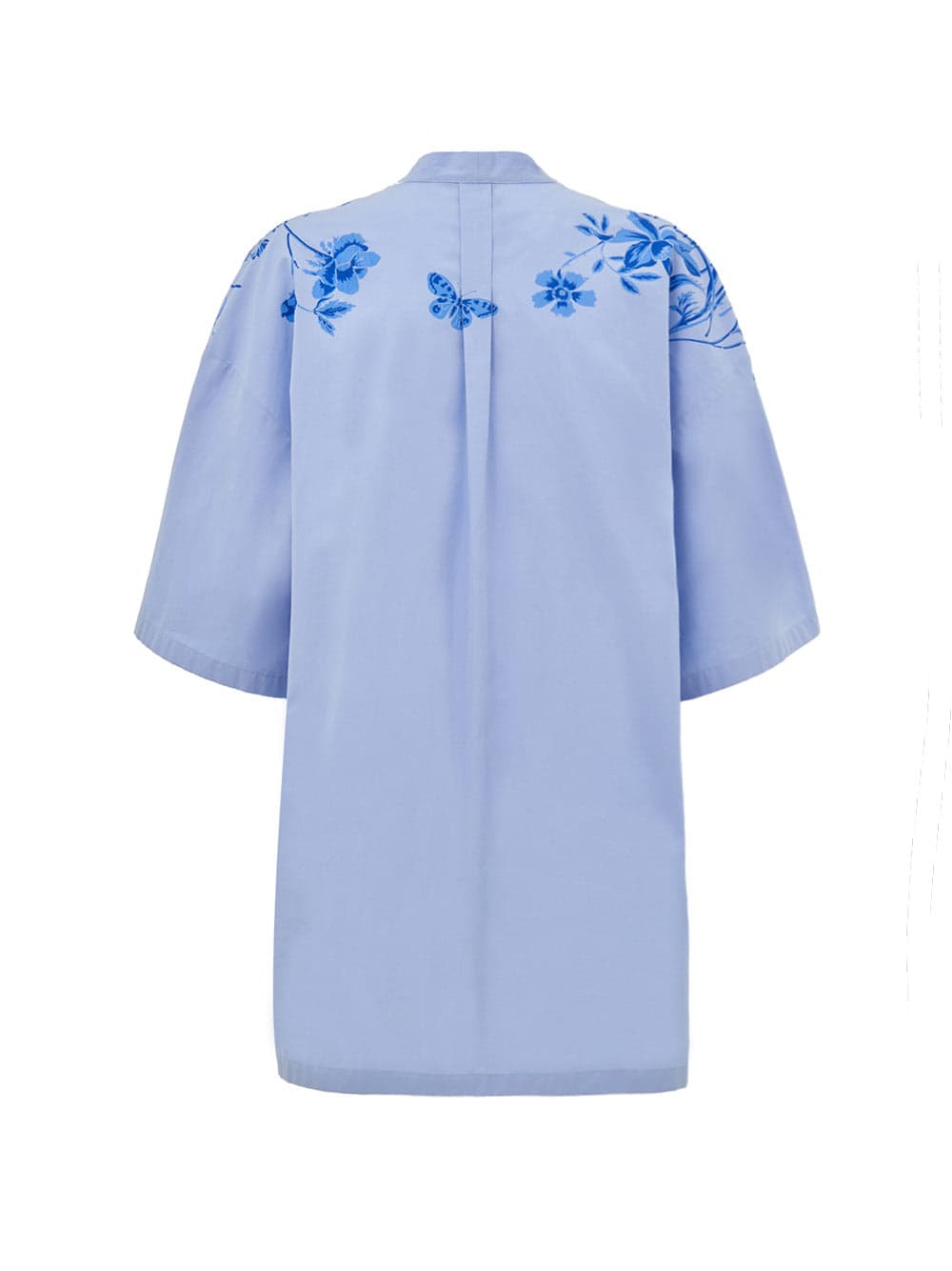 Gucci Camicia Kimono in Popeline di Cotone Azzurra con Stampa Fiori da donna in Copricostumi e parei Drestige - Casamassima, commercioVirtuoso.it