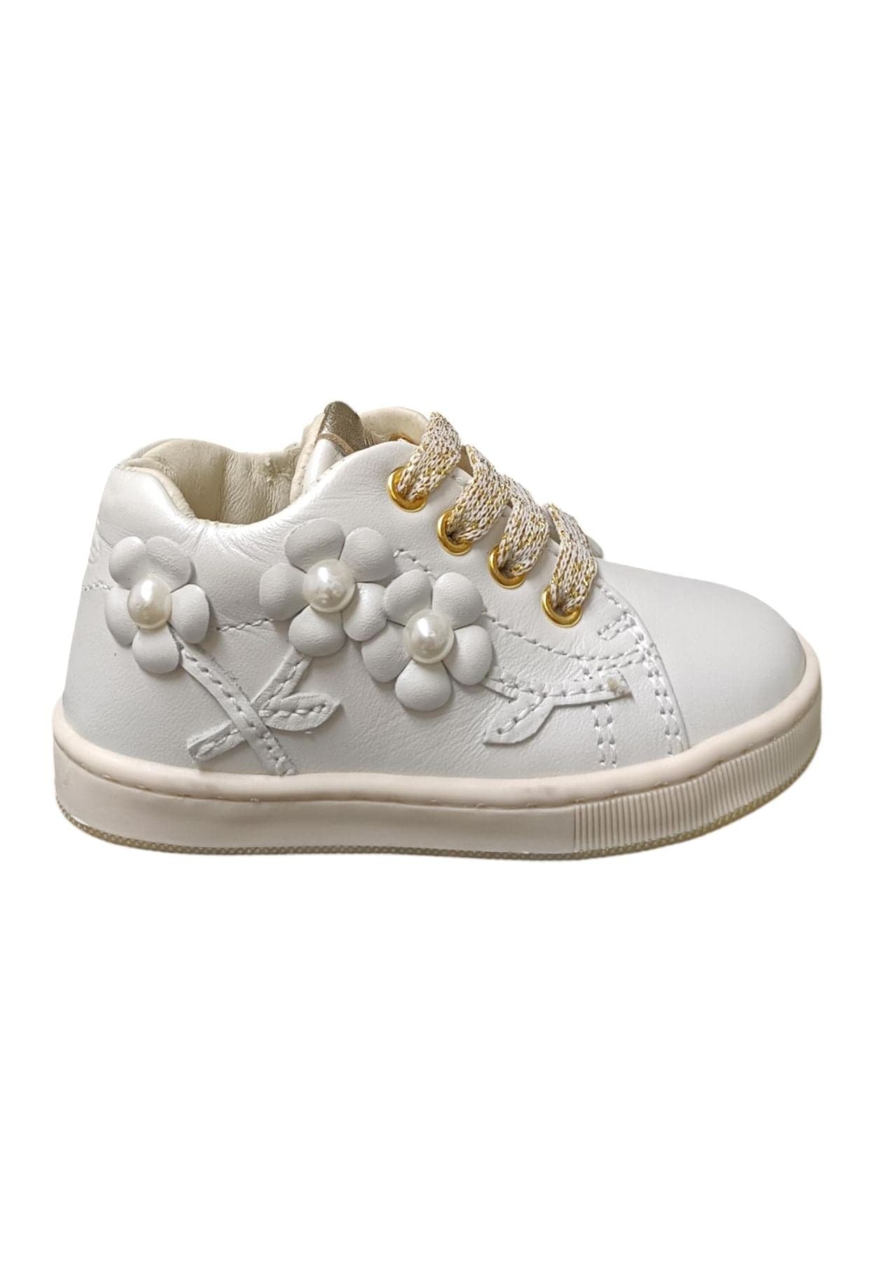 Scarpe sneakers bambina balducci cita  bianco-oro laccio e zip laterale - 6