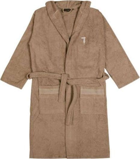 Accappatoio Trussardi Ribbon in spugna di cotone, con cappuccio, tasche e cintura, design essenziale e raffinato, Made in Italy.