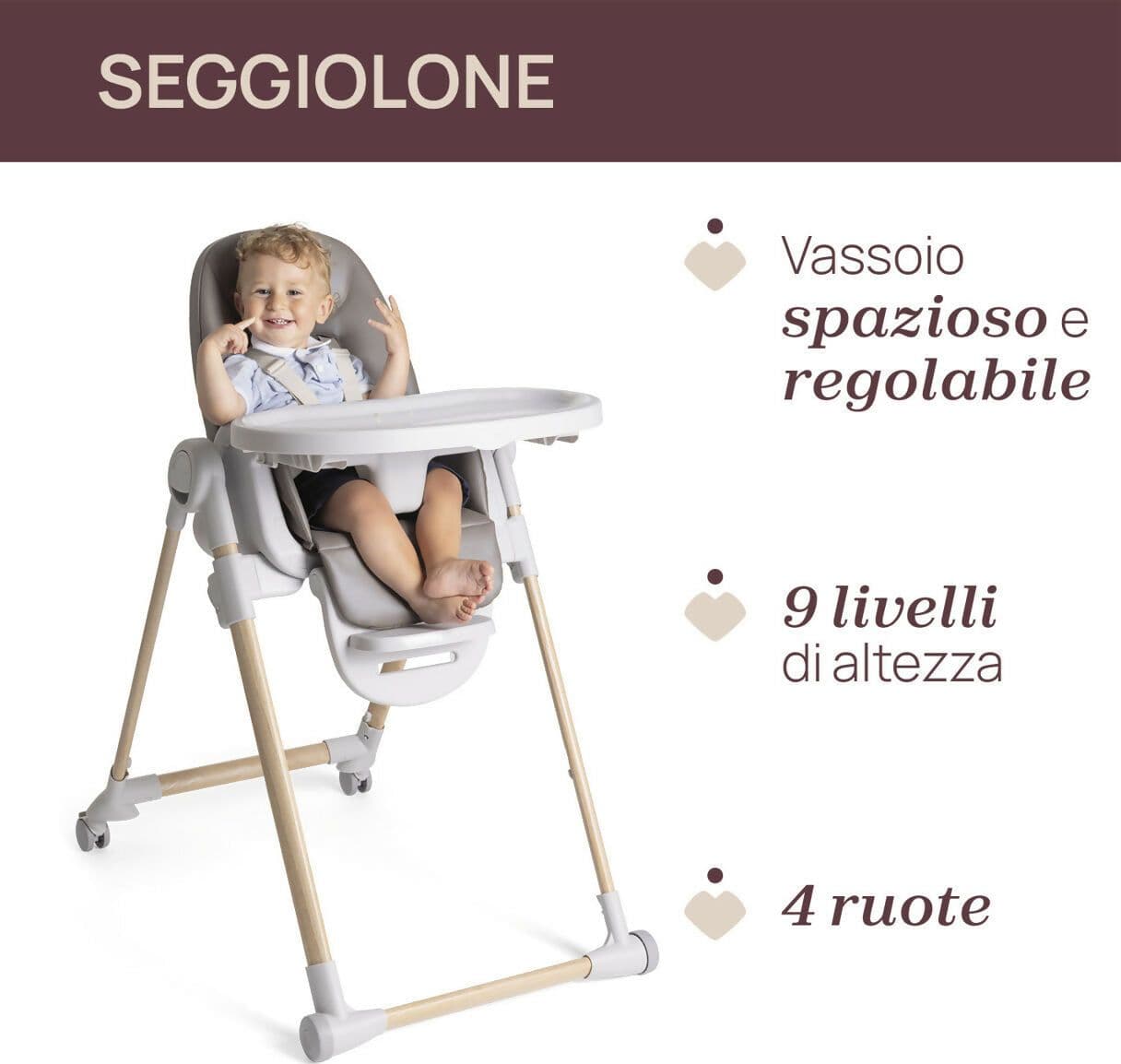 CHICCO Polly Armonia Seggiolone Evolutivo Pappa per Bambini da 0 Mesi a 40 kg, Seggiolone Reclinabile a Sdraietta con Altezza e Poggiapiedi Regolabili, 4 Ruote, Chiusura Compatta, grigio scuro, colore SCANDINAVIAN in Seggioloni Sanitaria Gioia del Bimbo - Villa San Giovanni, commercioVirtuoso.it