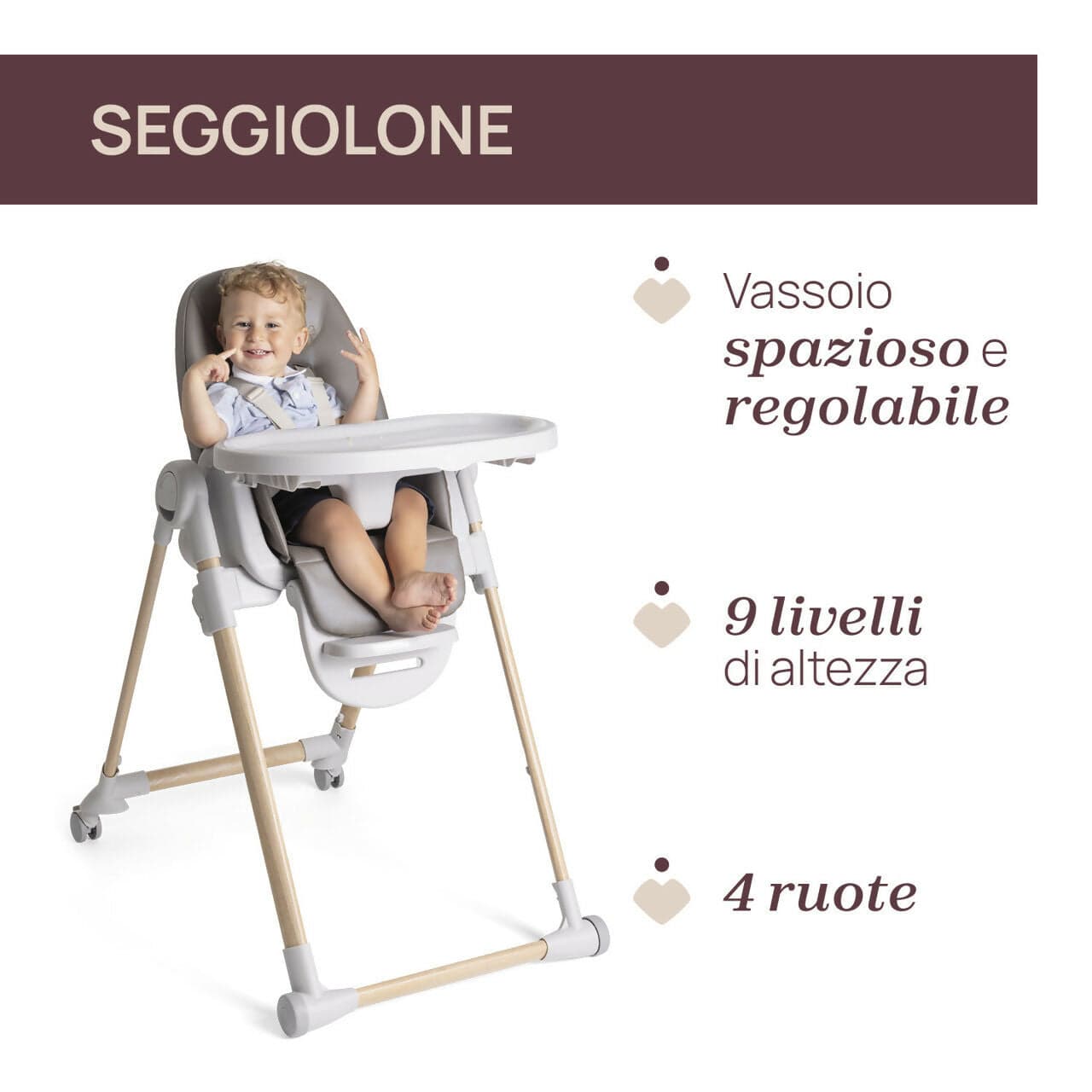 CHICCO Polly Armonia Seggiolone Evolutivo Pappa per Bambini da 0 Mesi a 40 kg, Seggiolone Reclinabile a Sdraietta con Altezza e Poggiapiedi Regolabili, 4 Ruote, Chiusura Compatta, grigio scuro, colore SCANDINAVIAN in Seggioloni Sanitaria Gioia del Bimbo - Villa San Giovanni, commercioVirtuoso.it