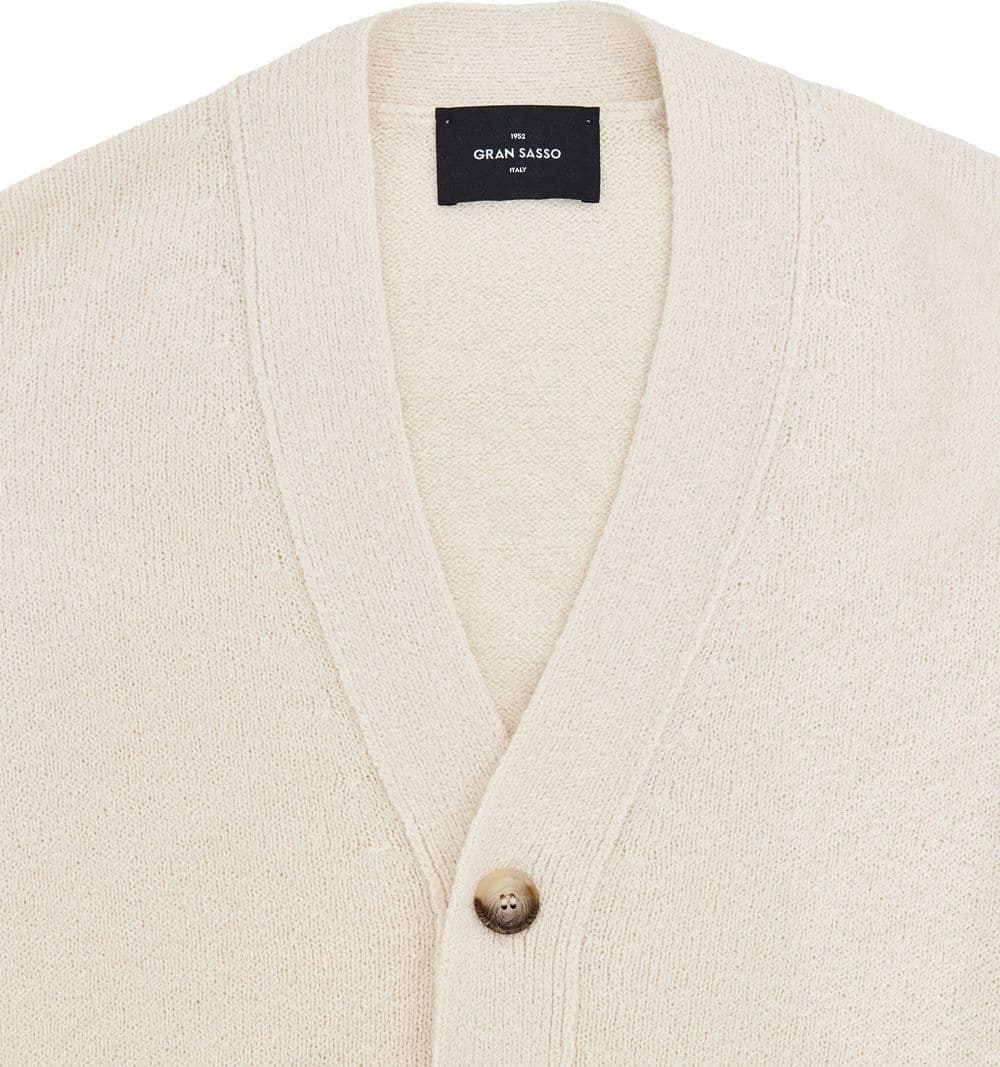 Gran Sasso Maglione Cardigan in Cotone Bianco Panna da uomo in Cardigan Drestige - Casamassima, commercioVirtuoso.it