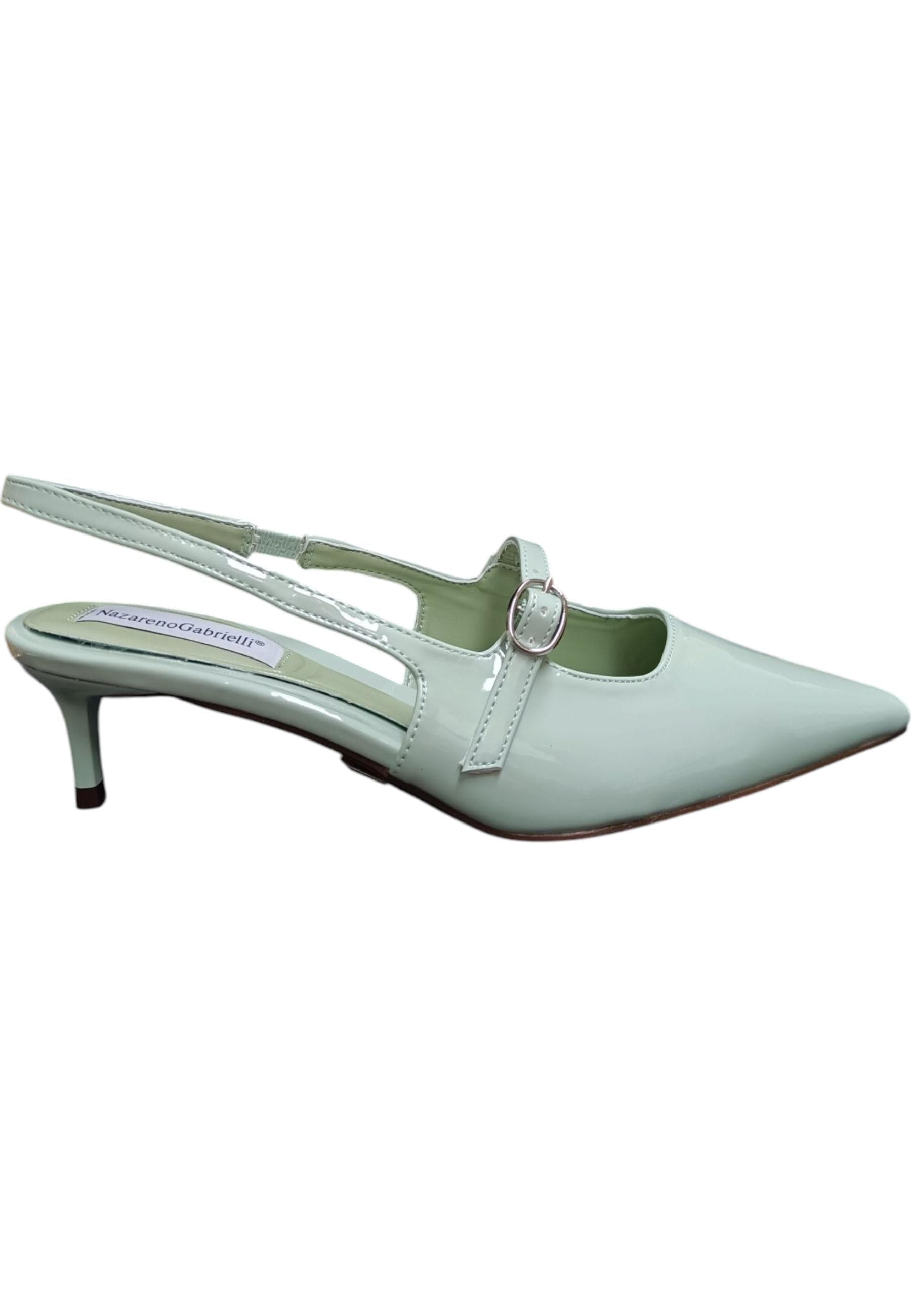 Décolleté donna Nazareno Gabrieli verde tiffany vernice - Eleganza fresca con elastico - 6