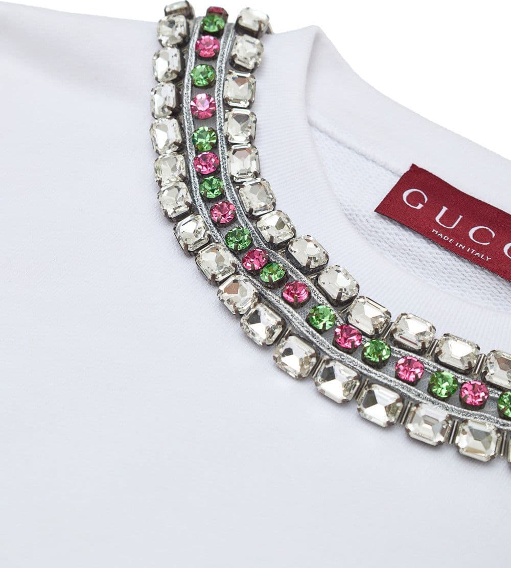 Gucci Felpa Bianca con Collo Gioiello da donna in Felpe con cappuccio Drestige - Casamassima, commercioVirtuoso.it