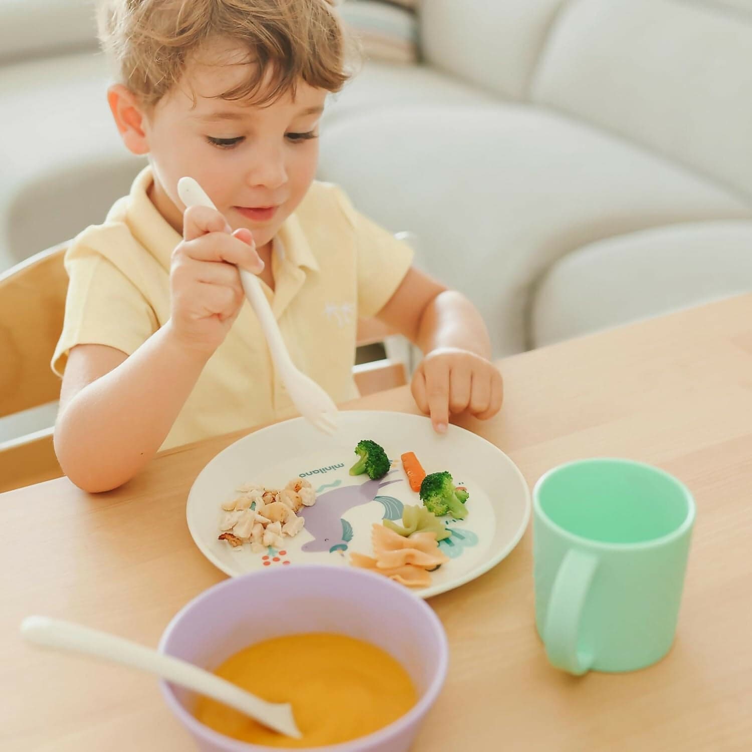 MINILAND Learning tableware Dream - set pappa educativo - bicchiere con manici, piatto piano, ciotola piatto fondo, posate - unicorno in Piatti Sanitaria Gioia del Bimbo - Villa San Giovanni, commercioVirtuoso.it