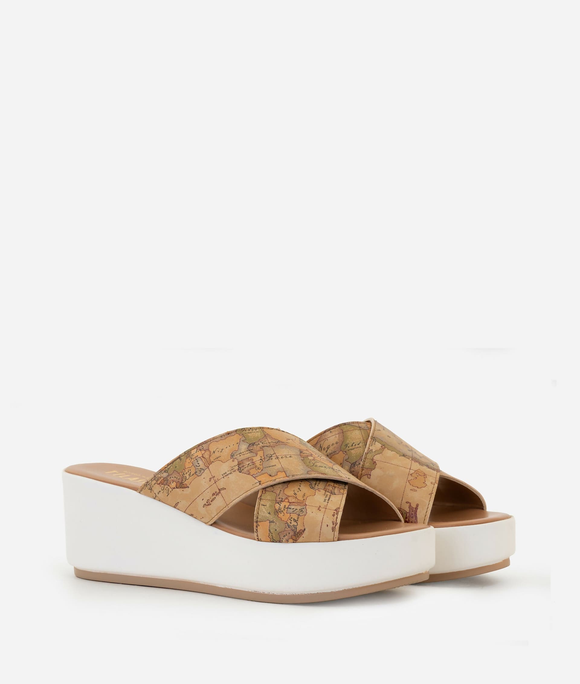 Alviero Martini Donna Sandali zeppa incrociati in eco nappa Geo Classic in Ciabatte moda Cantali Calzature - Randazzo, commercioVirtuoso.it